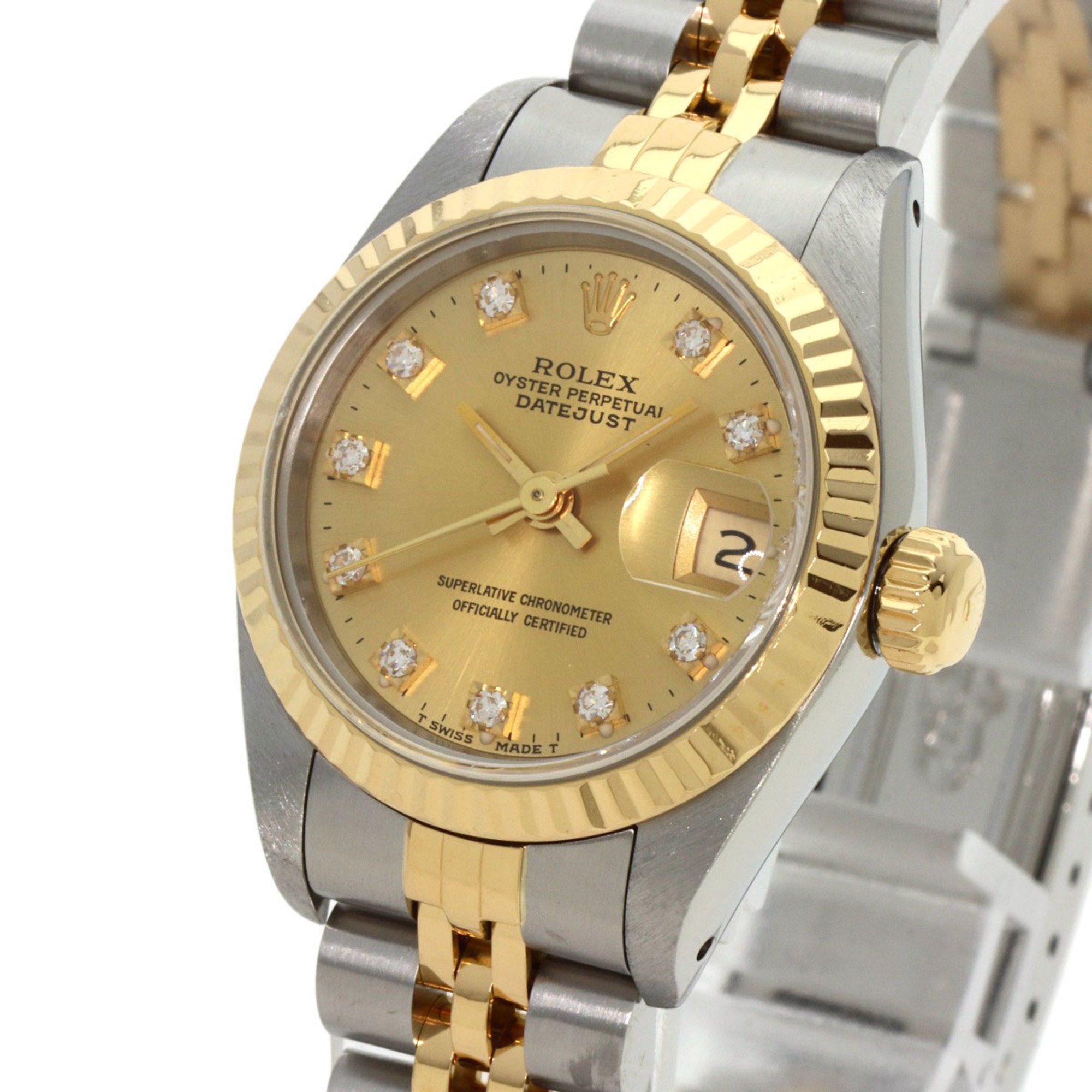 Rolex 69173G Datejust 10P Diamond Watch Stainless Steel SSxK18YG K18YG Ladies ROLEX