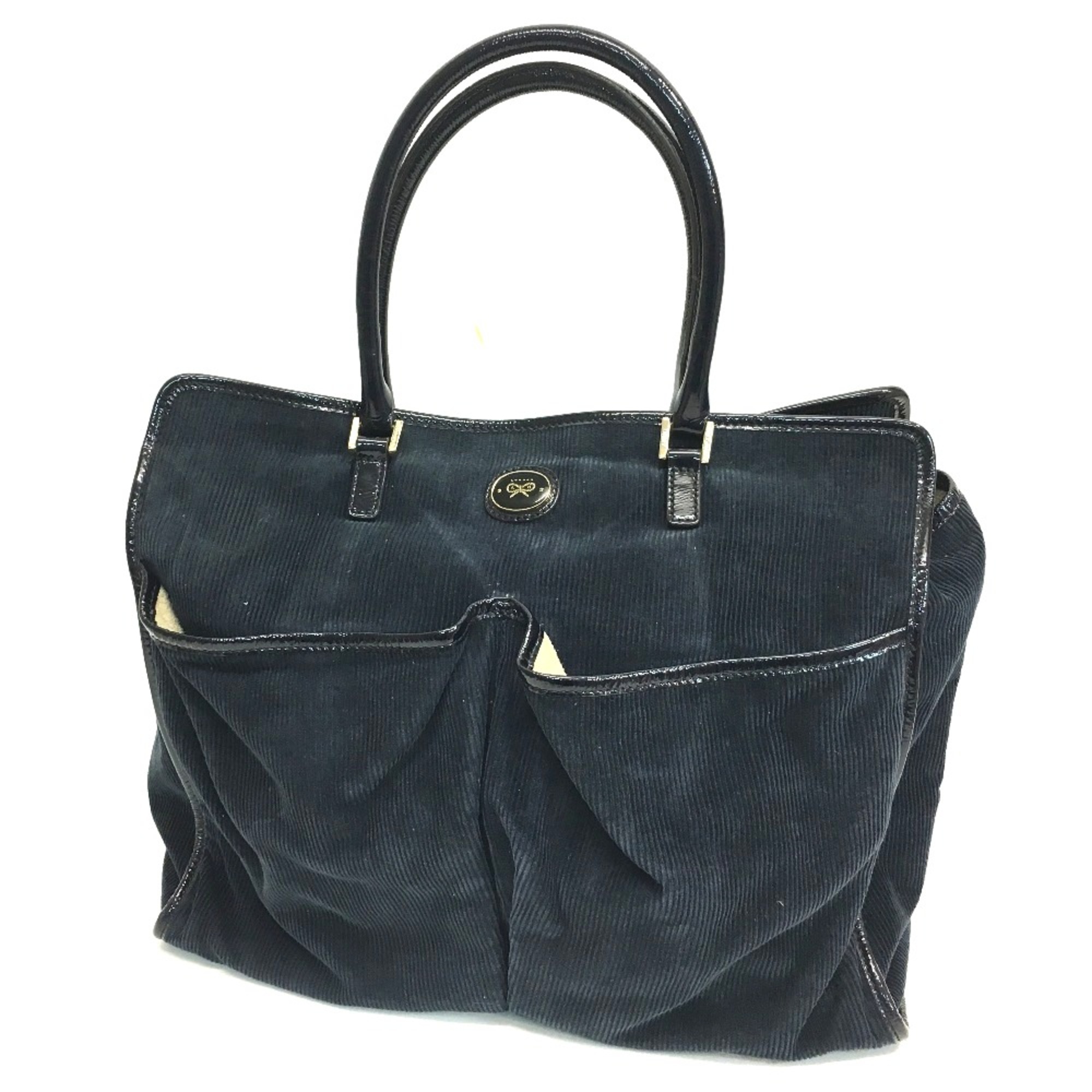 Anya-Hind March stripe Bag Shoulder Bag Tote Bag Navy