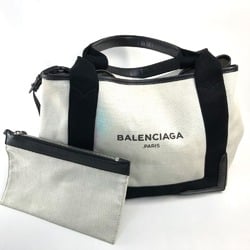 Balenciaga 339933 Bag Logo Tote Bag Hand Bag White x Black