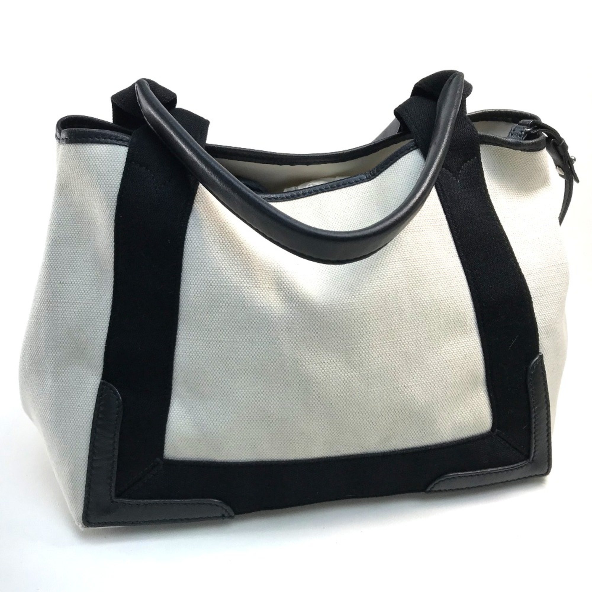 Balenciaga 339933 Bag Logo Tote Bag Hand Bag White x Black