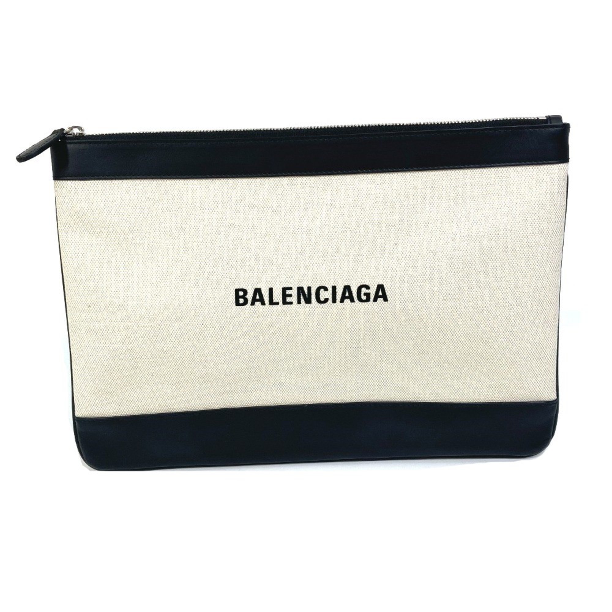 Balenciaga 420407 logo bag pouch Clutch bag Ivory Black