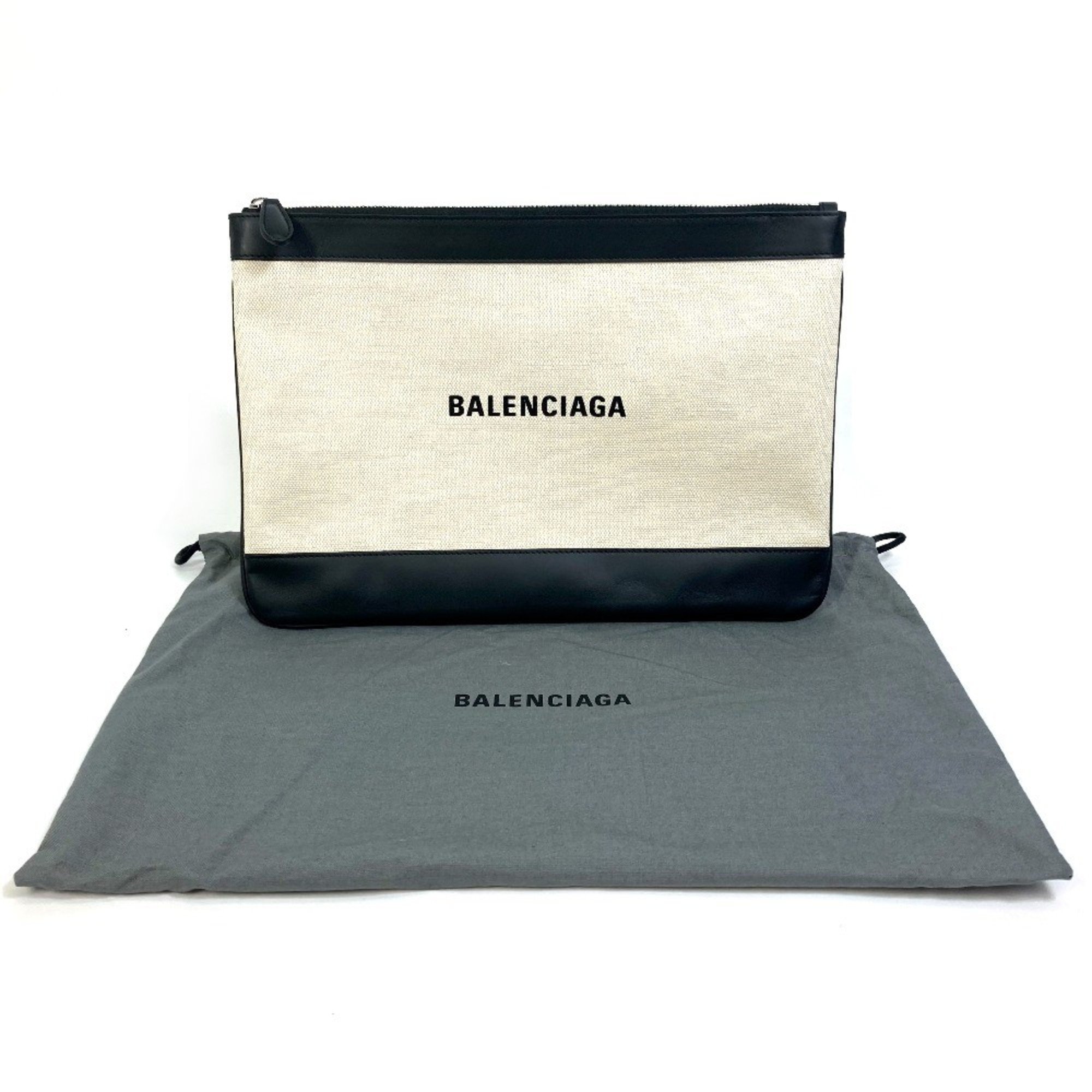 Balenciaga 420407 logo bag pouch Clutch bag Ivory Black