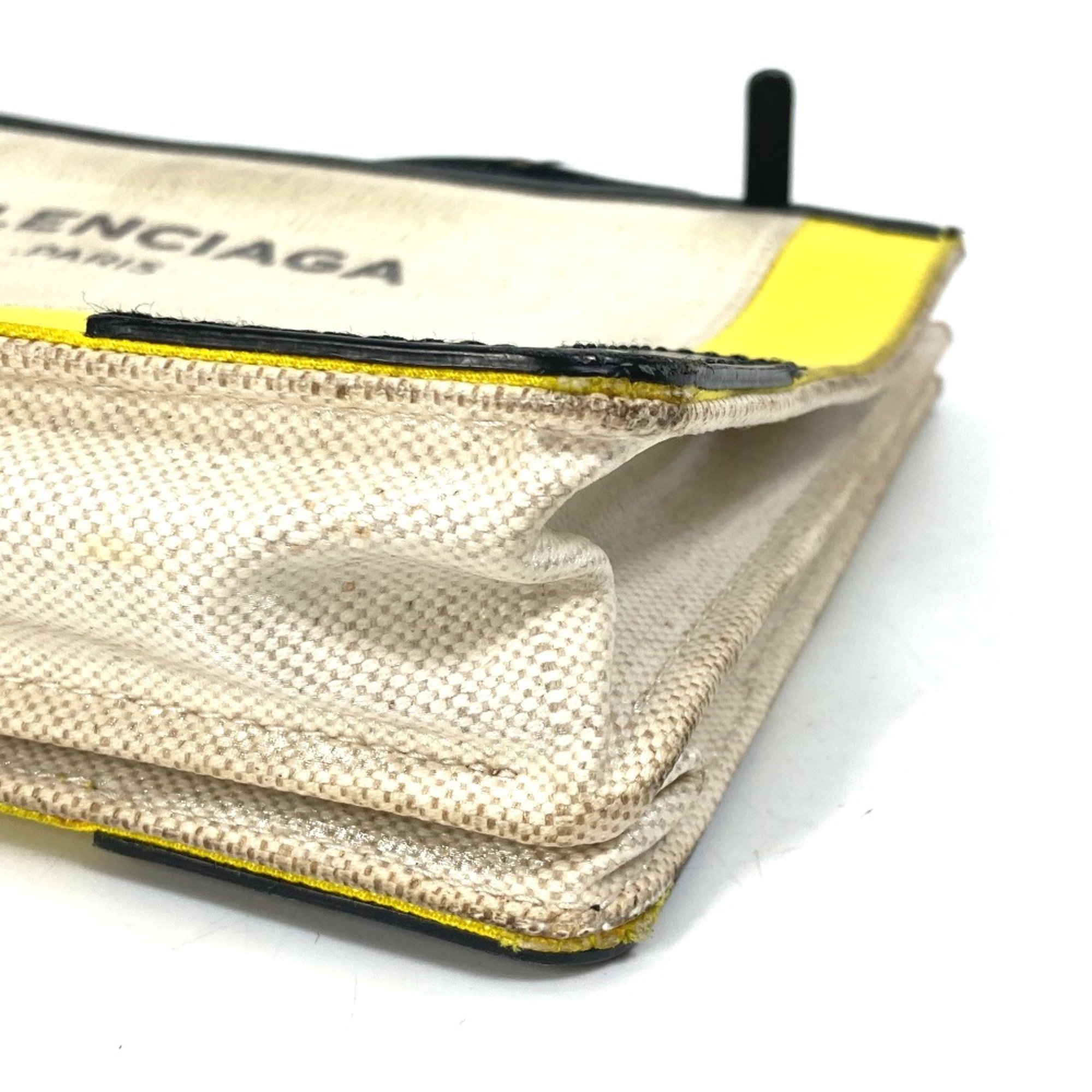 Balenciaga 339937 Crossbody Clutch bag pouch Shoulder Bag yellow Black x Beige