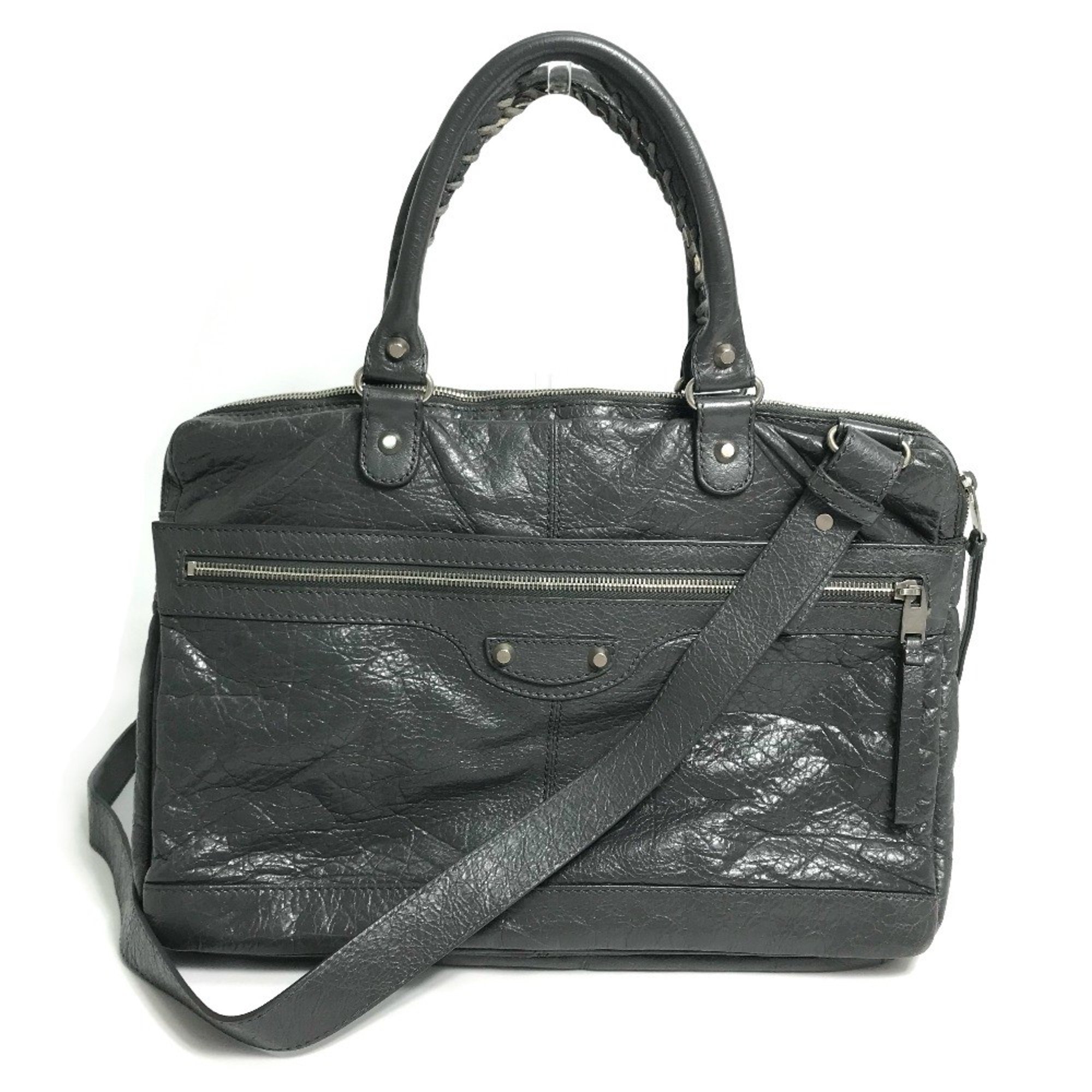 Balenciaga 310939 Wrinkles processing bag briefcase Business bag gray