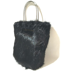 Balenciaga cable bag fur tote Hand Bag Black