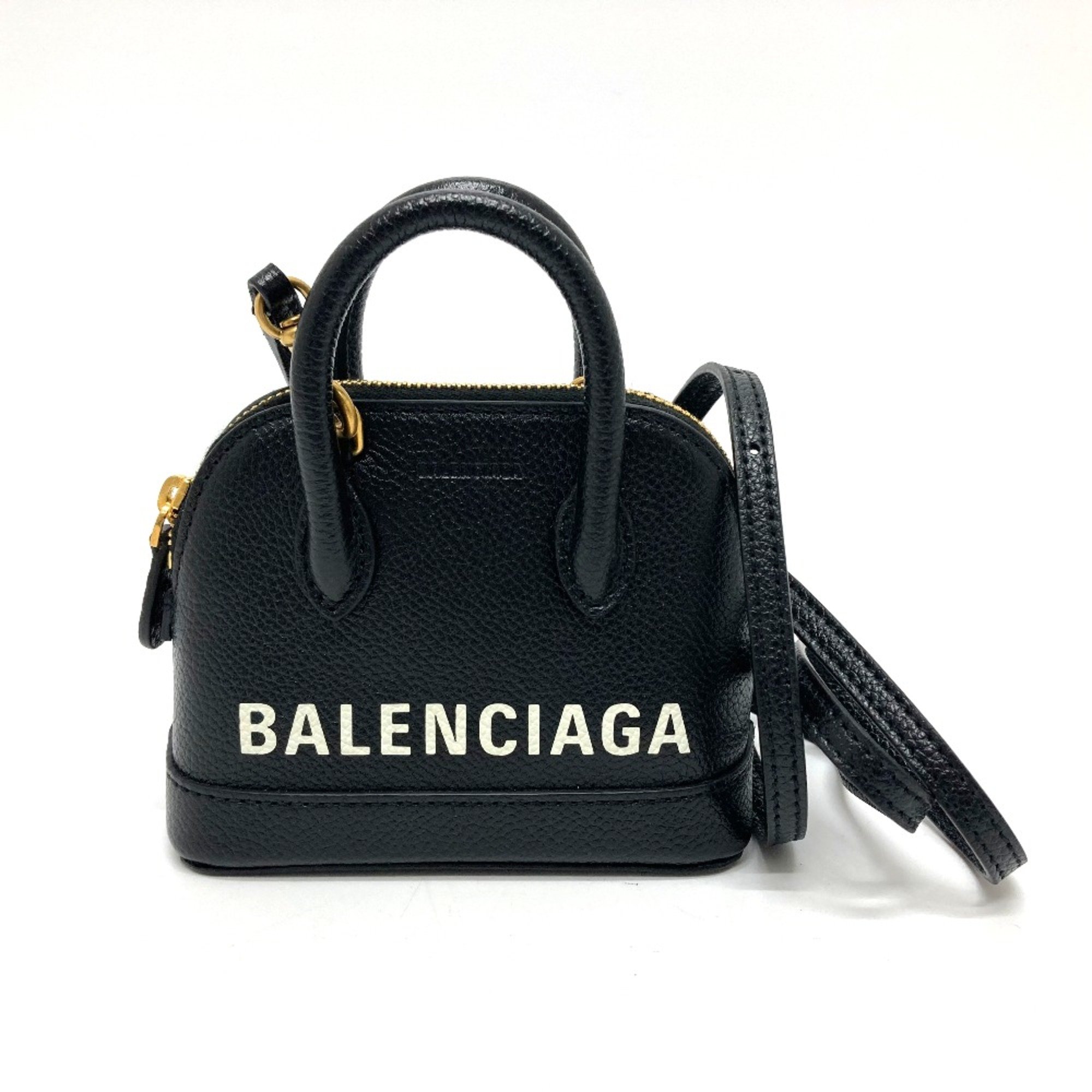 Balenciaga 639756 logo Bag 2WAY Hand Bag Shoulder Bag Black GoldHardware eLADY Globazone