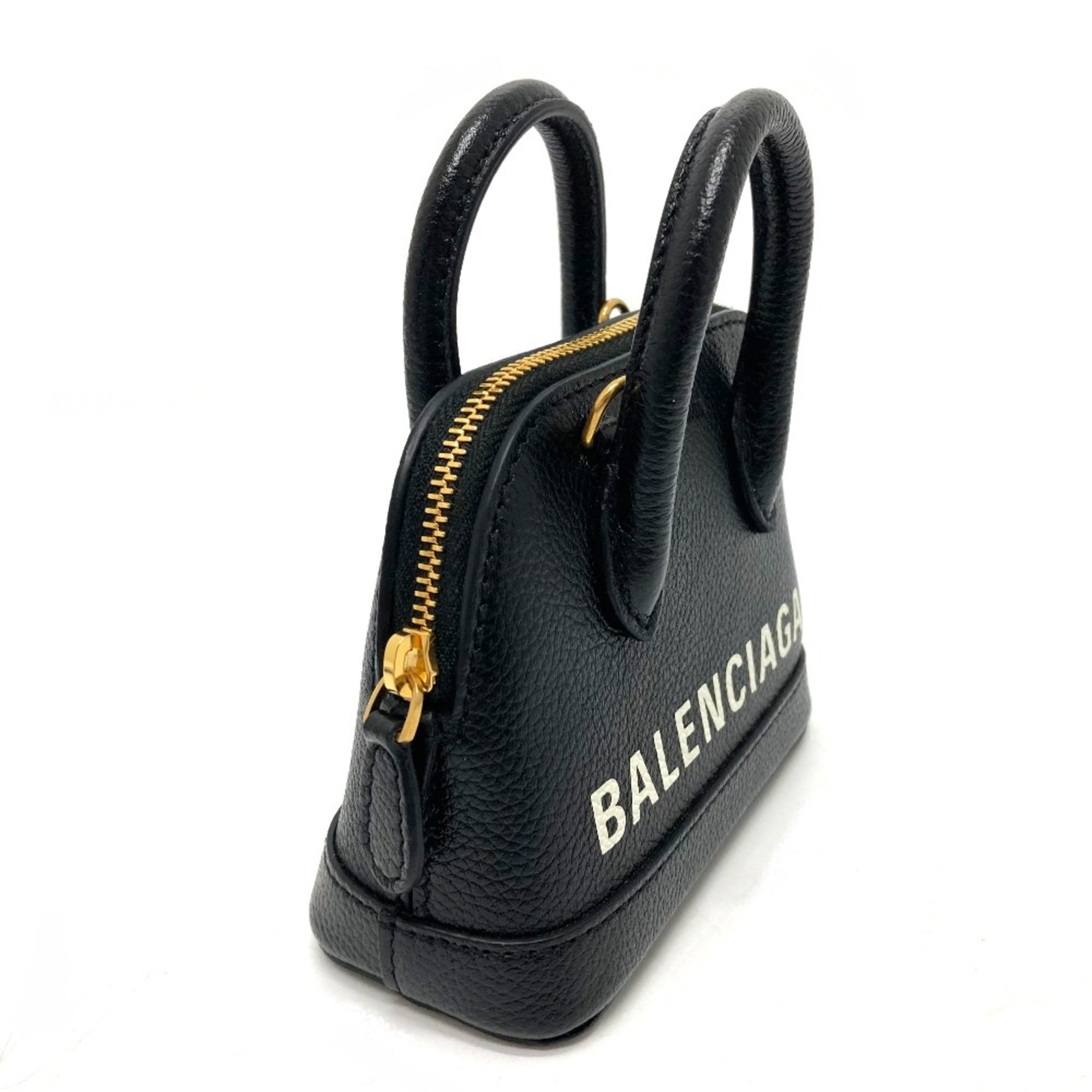 Balenciaga 639756 logo Bag 2WAY Hand Bag Shoulder Bag Black GoldHardware