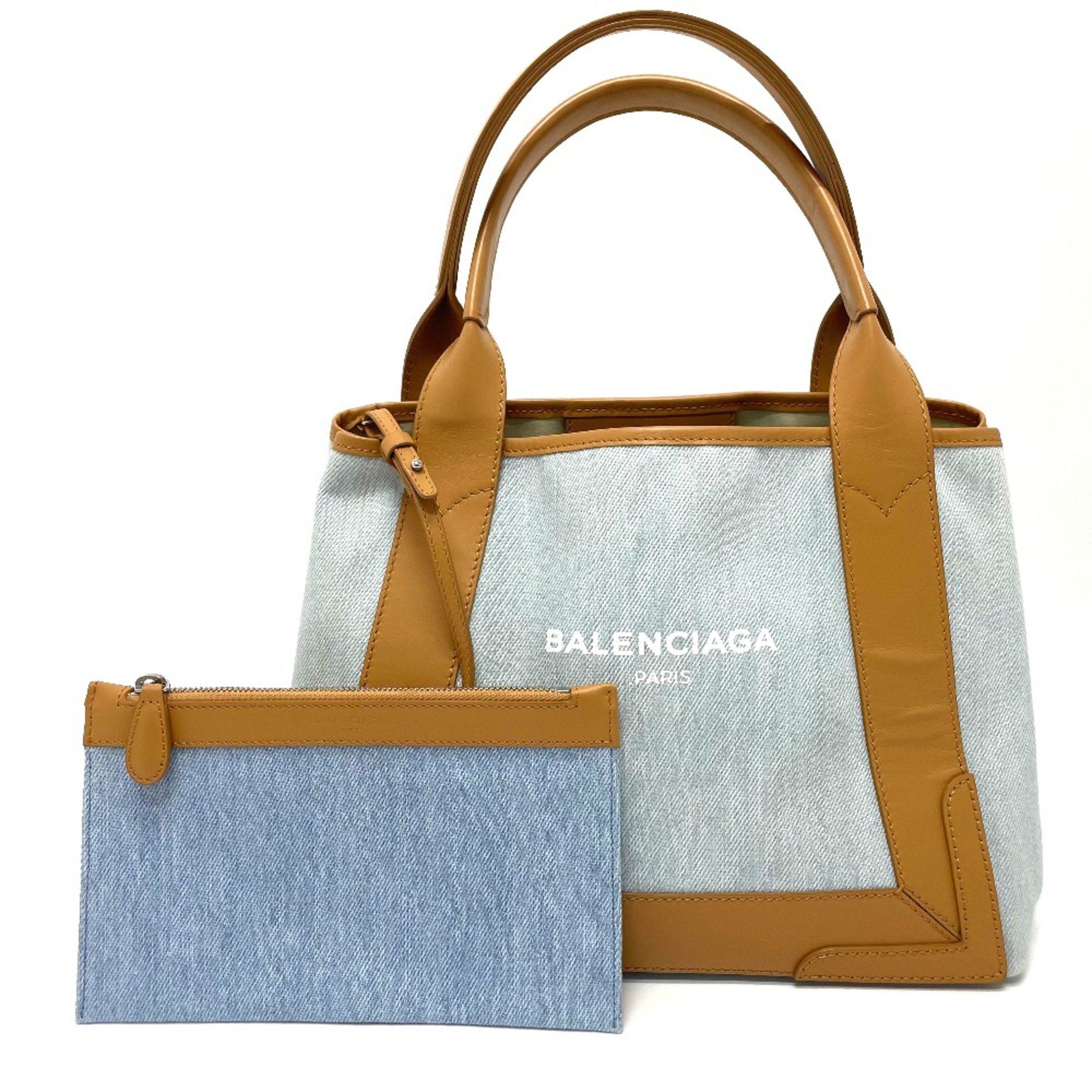 Balenciaga 339933 Logo print Bag Hand Bag Tote Bag Light blue