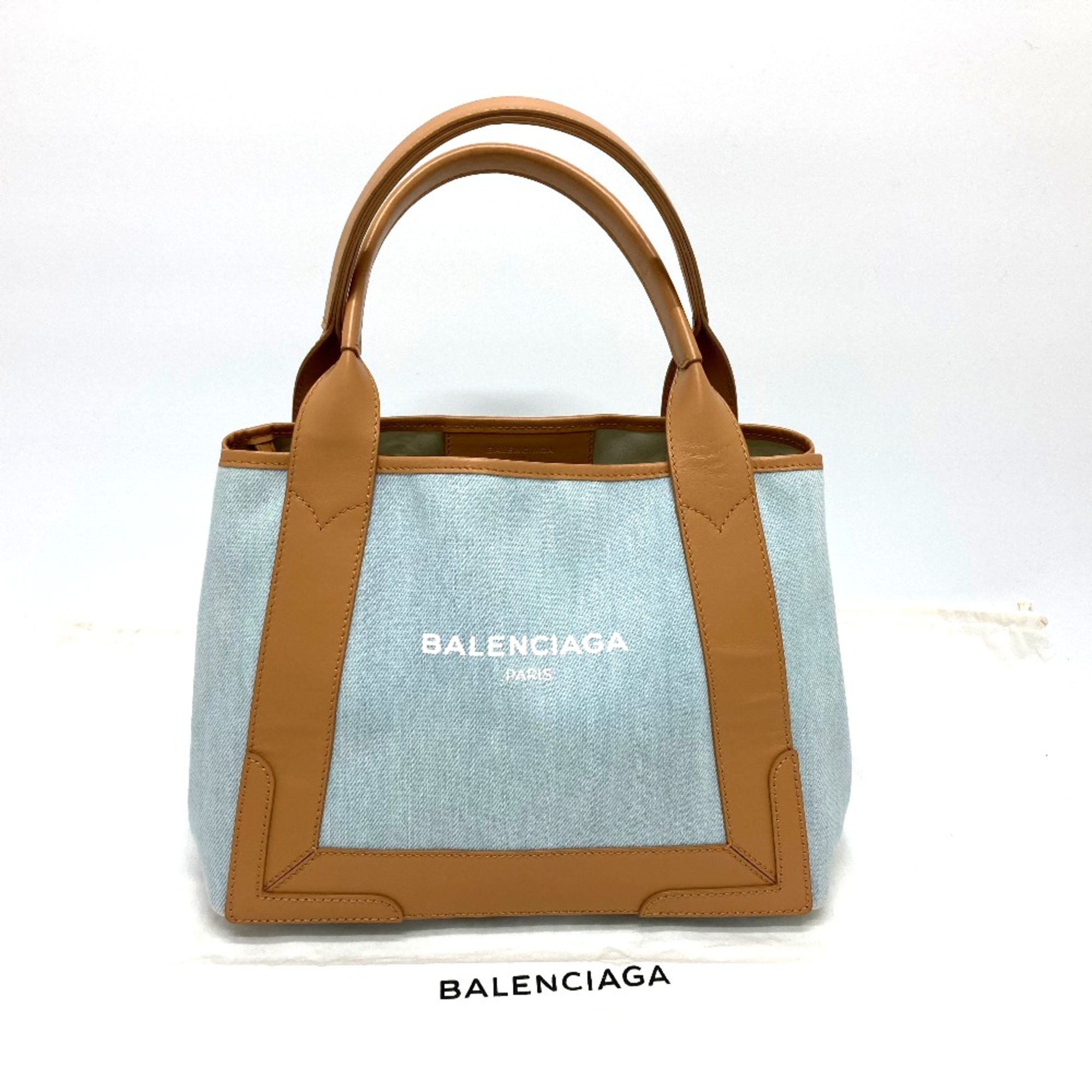 Balenciaga 339933 Logo print Bag Hand Bag Tote Bag Light blue