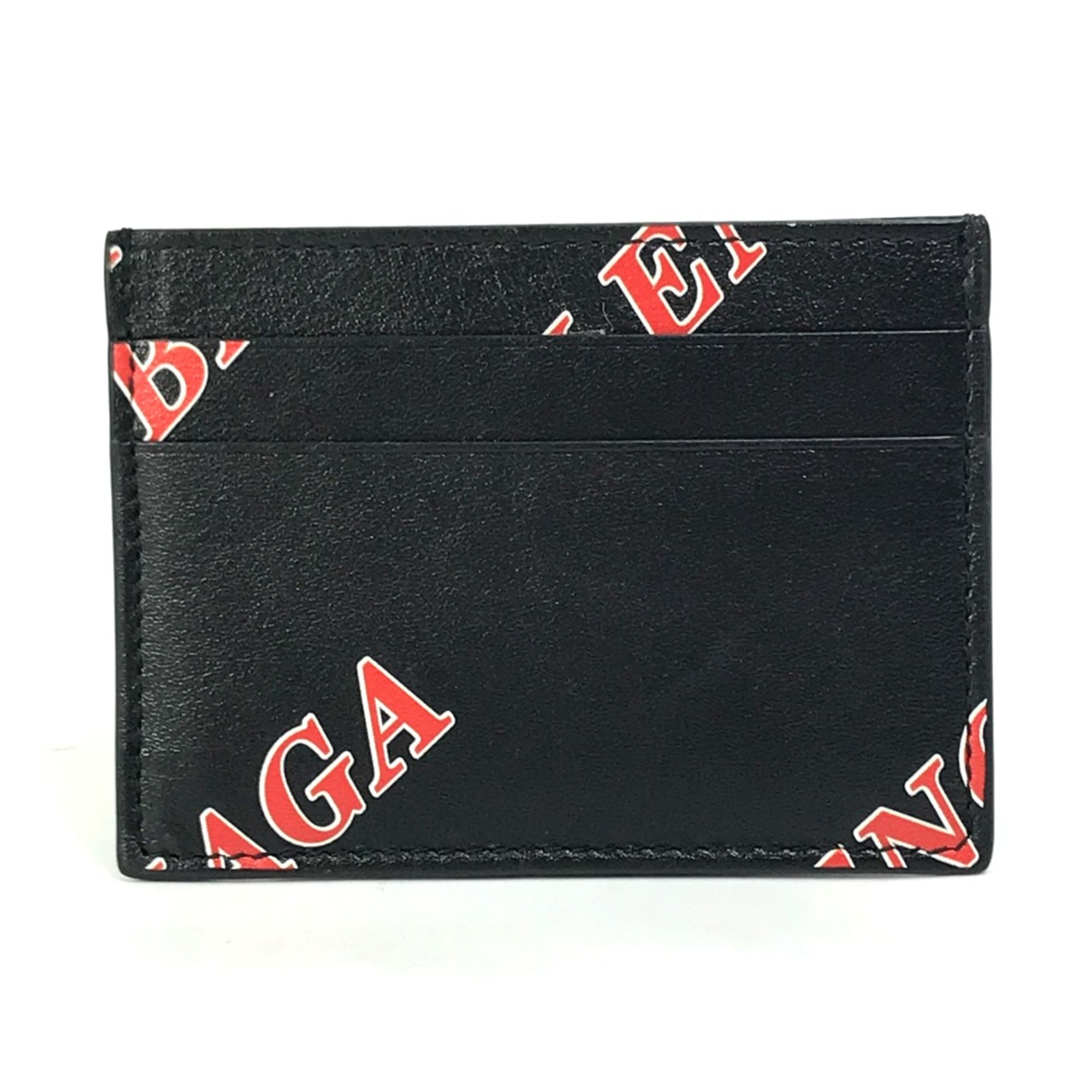 Balenciaga 594309 Logo print name card holder Card Case Black