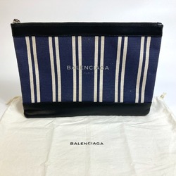 Balenciaga 420407 Striped logo Bag Large Pouch Cluch Bag Clutch bag Navy x Black