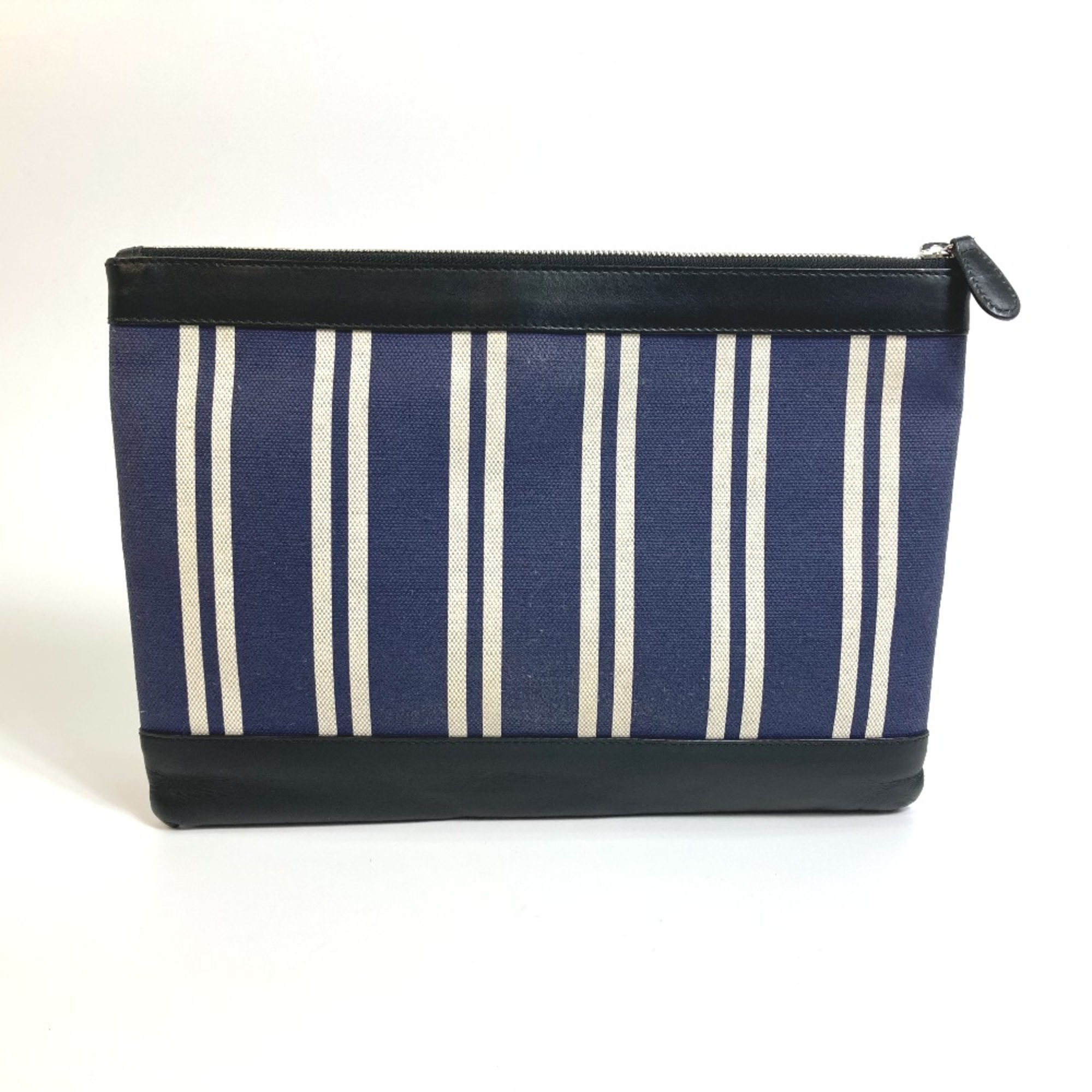 Balenciaga 420407 Striped logo Bag Large Pouch Cluch Bag Clutch bag Navy x Black