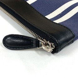 Balenciaga 420407 Striped logo Bag Large Pouch Cluch Bag Clutch bag Navy x Black