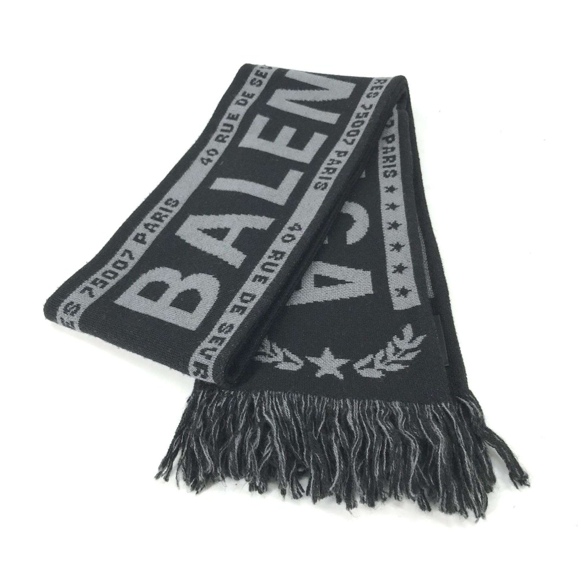 Balenciaga logo fringe Scarf Black gray