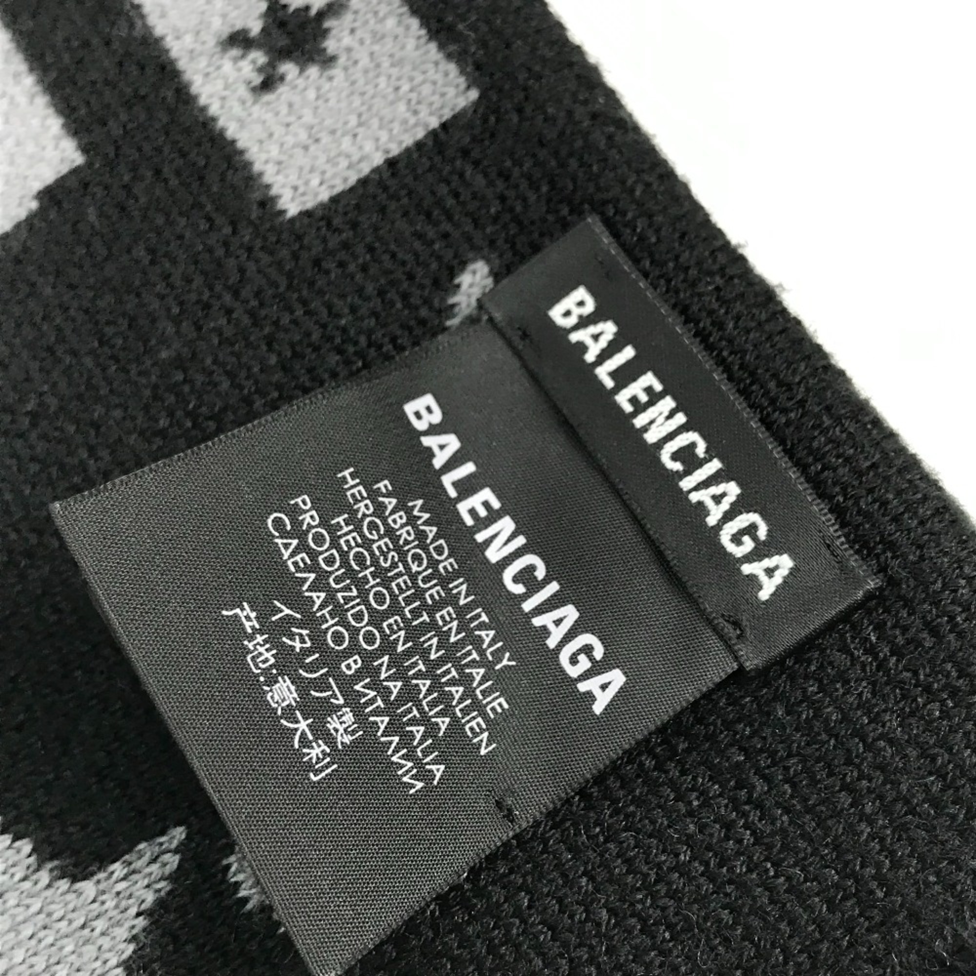 Balenciaga logo fringe Scarf Black gray