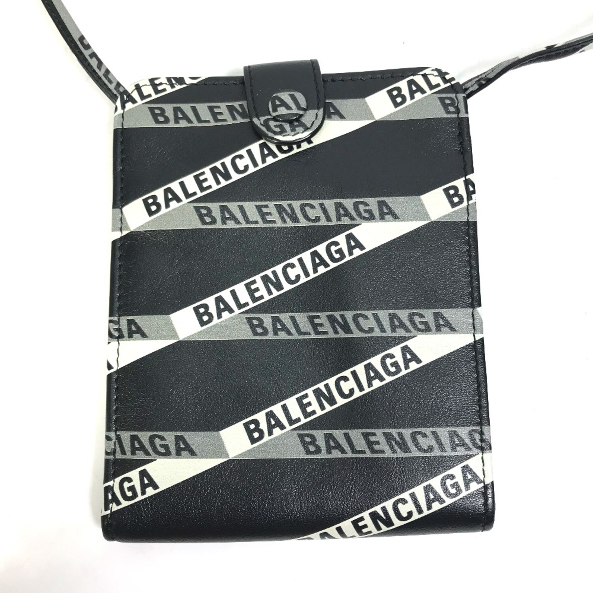 Balenciaga 541567 Pouch Pochette Wallet bag logo Shoulder Bag Black White