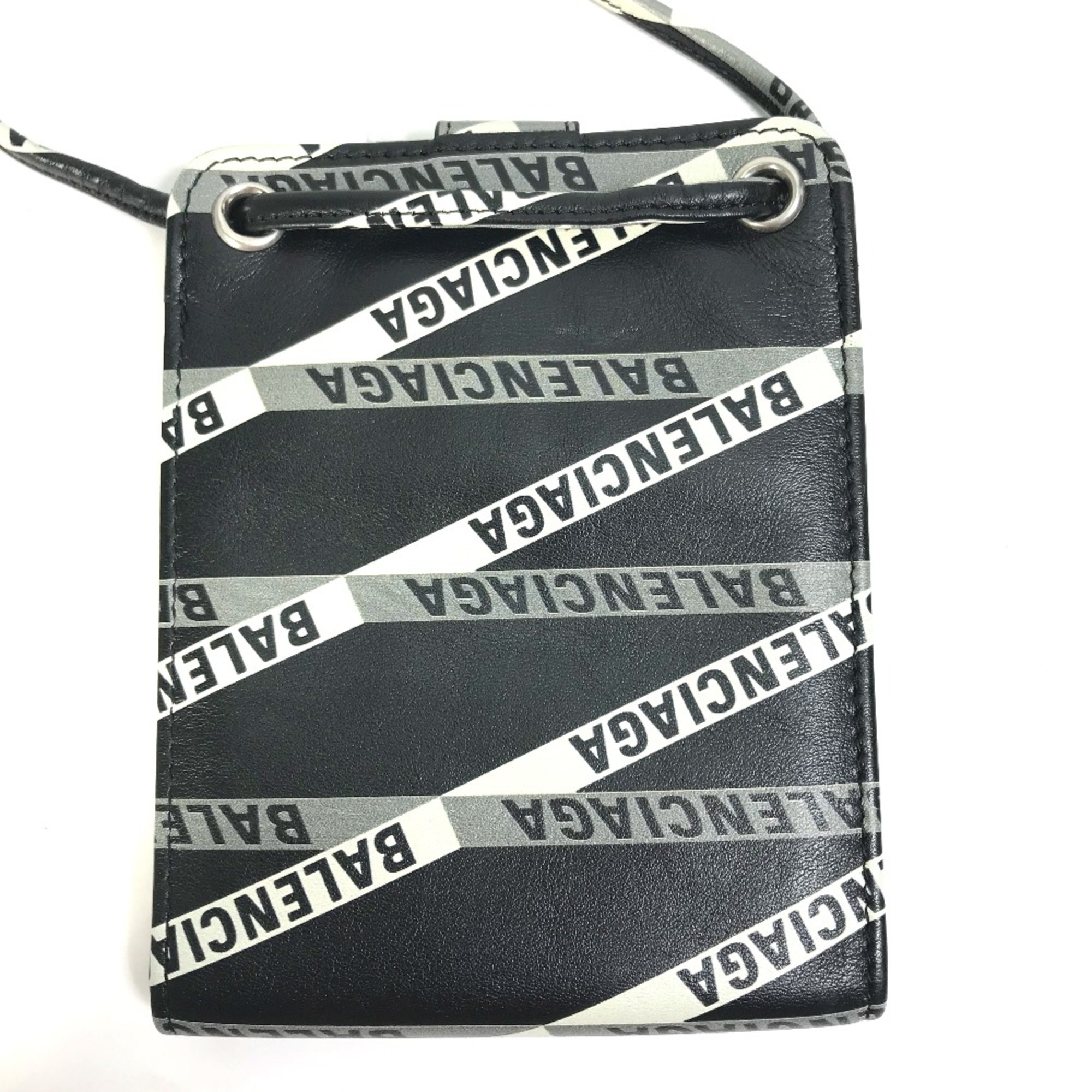 Balenciaga 541567 Pouch Pochette Wallet bag logo Shoulder Bag Black White