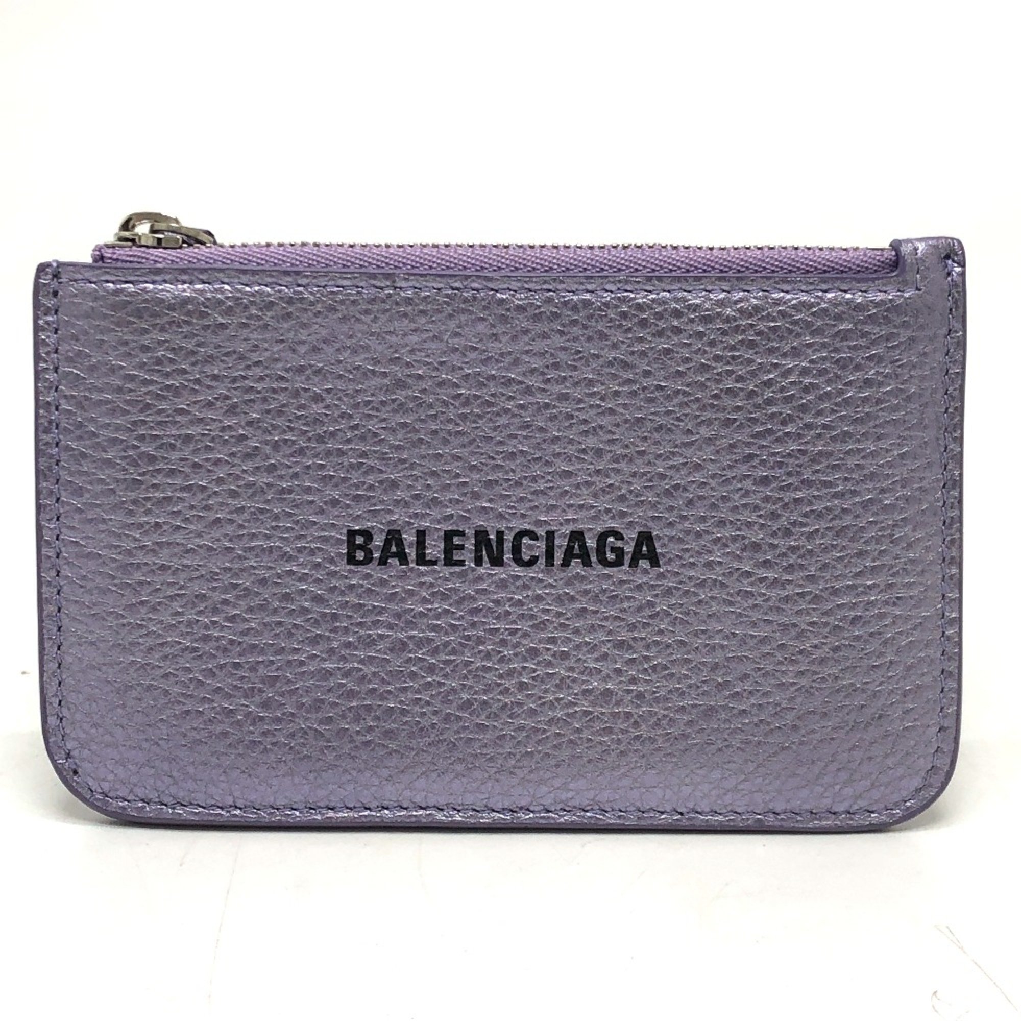 Balenciaga 637130 logo Card Case Wallet Case Coin Compartment coin purse purple