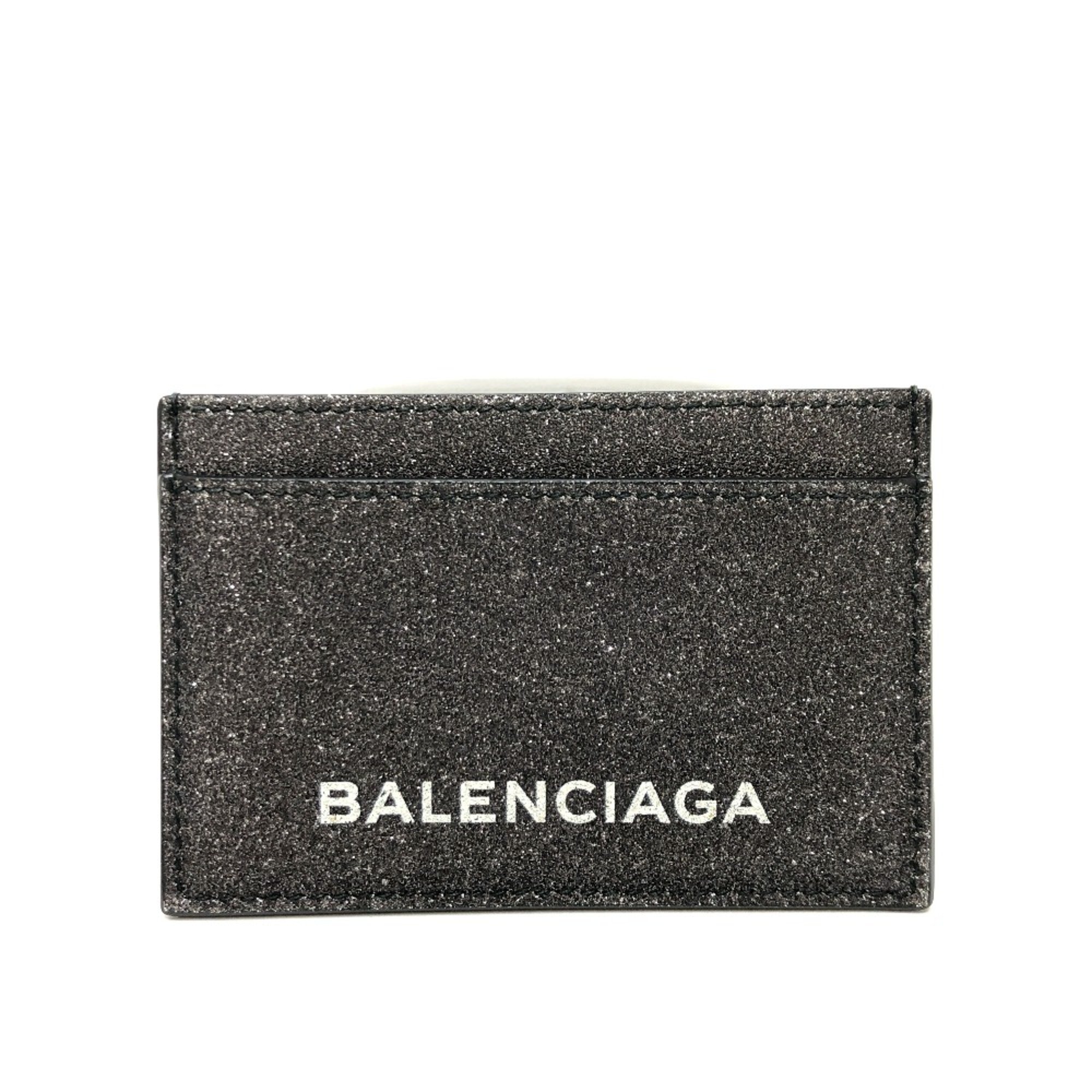 Balenciaga 392126 Logo glitter Card holder Business card holder Card Case gray Black