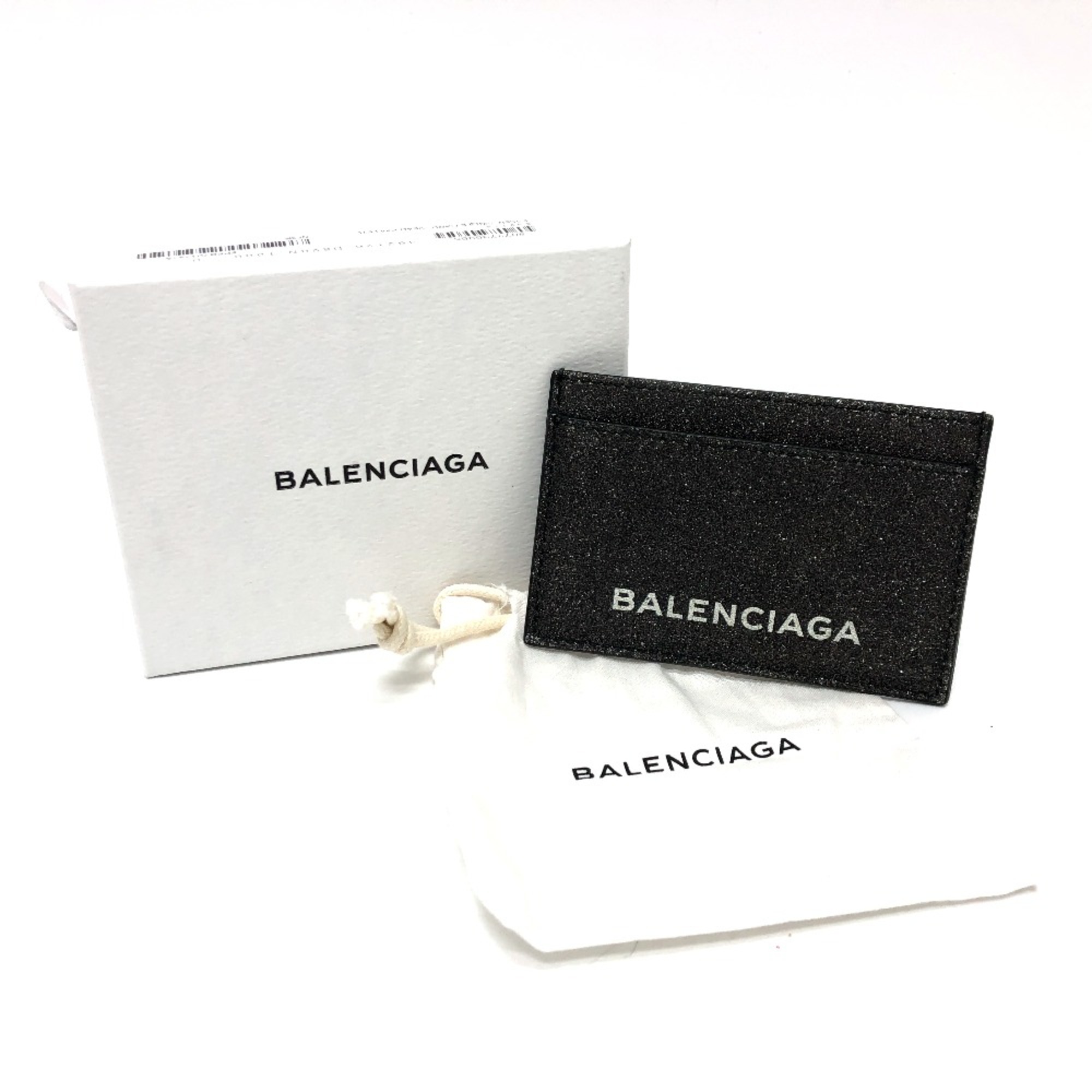 Balenciaga 392126 Logo glitter Card holder Business card holder Card Case gray Black