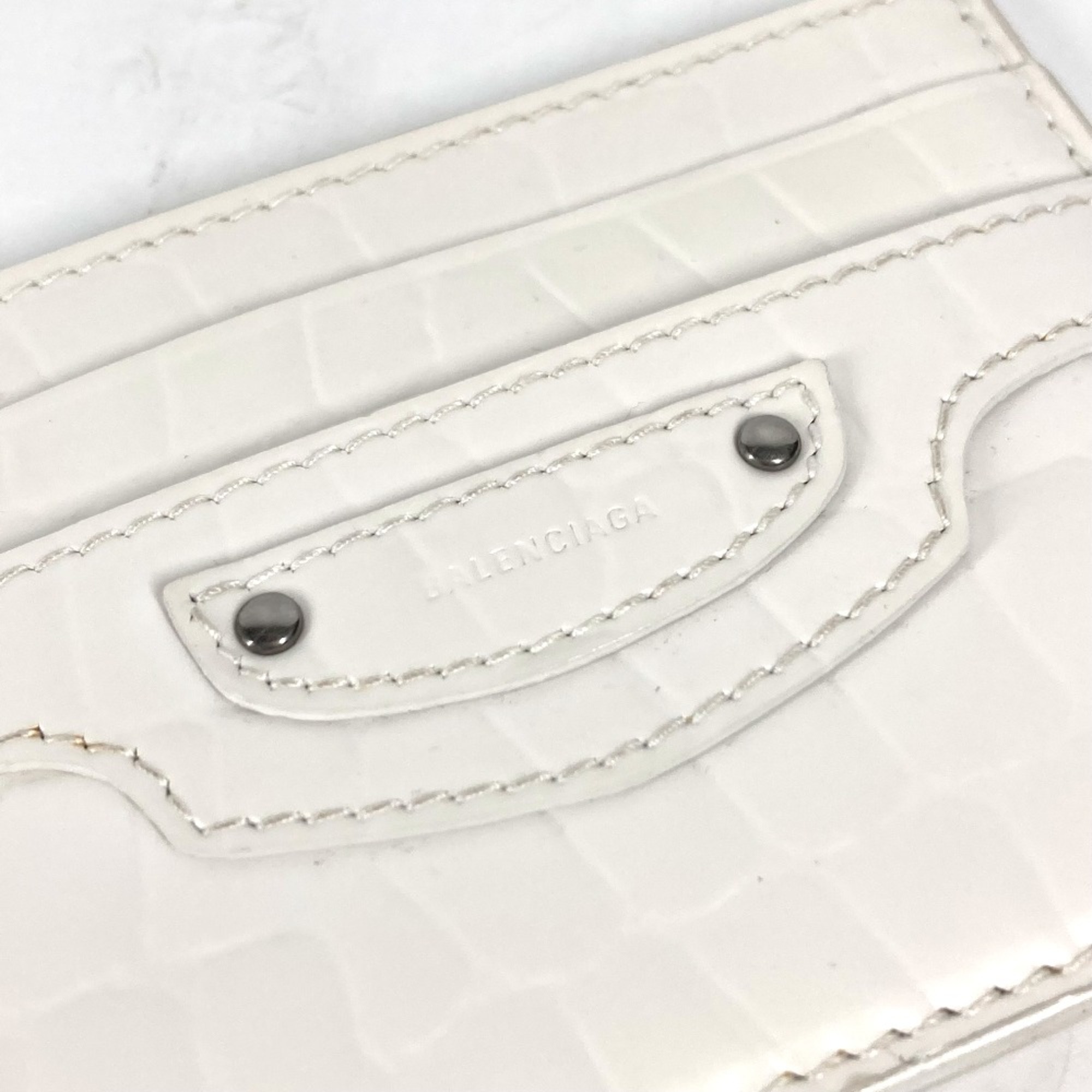 Balenciaga 640109 Business Card Holder Pass Case Card Case White