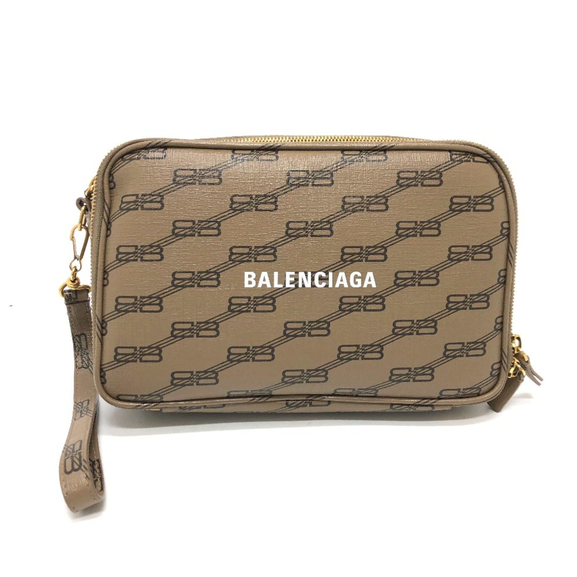 Balenciaga 644432 logo Pochette bag Clutch bag Brown GoldHardware