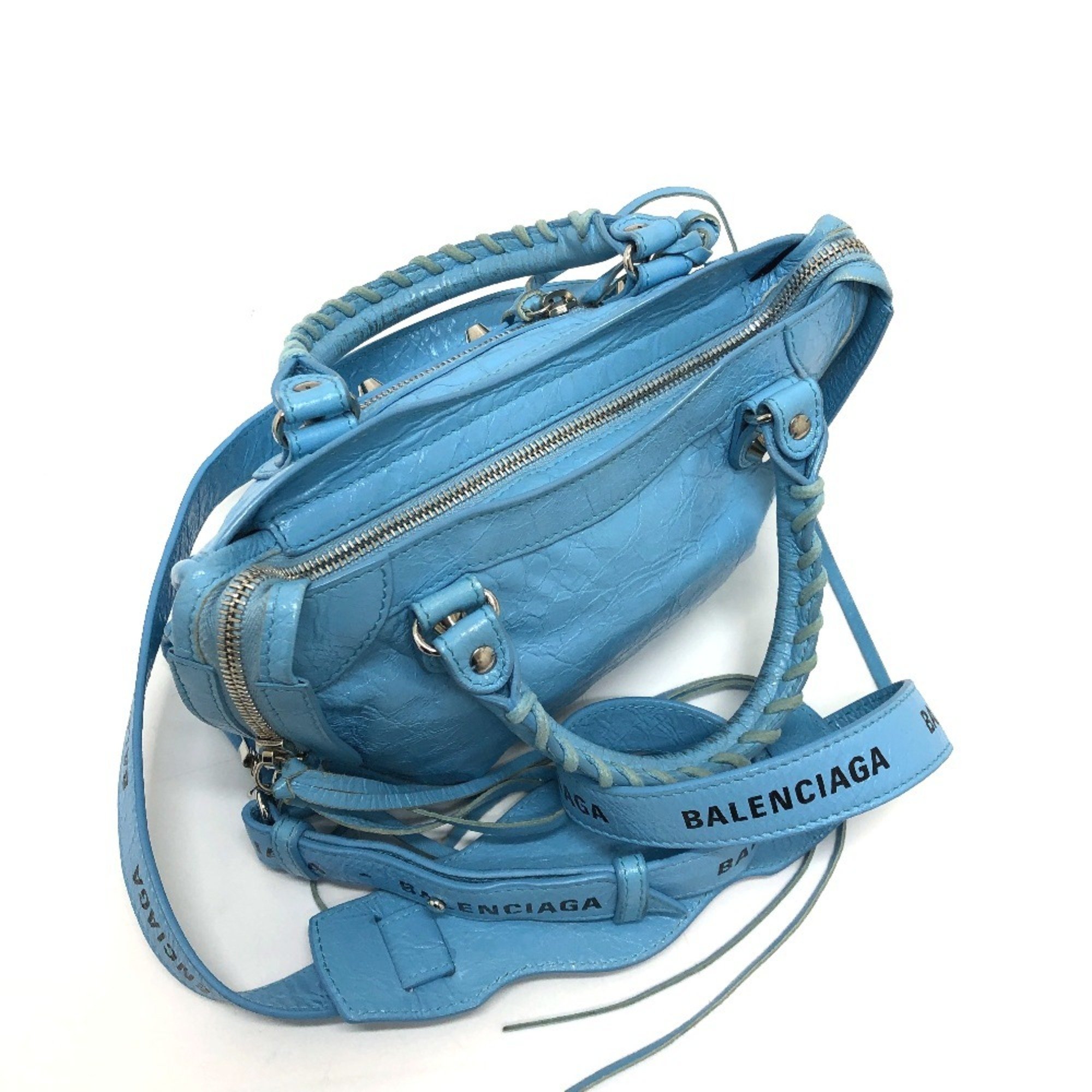 Balenciaga 300295 2WAY Shoulder Crossbody Bag Hand Bag Light blue SilverHardware