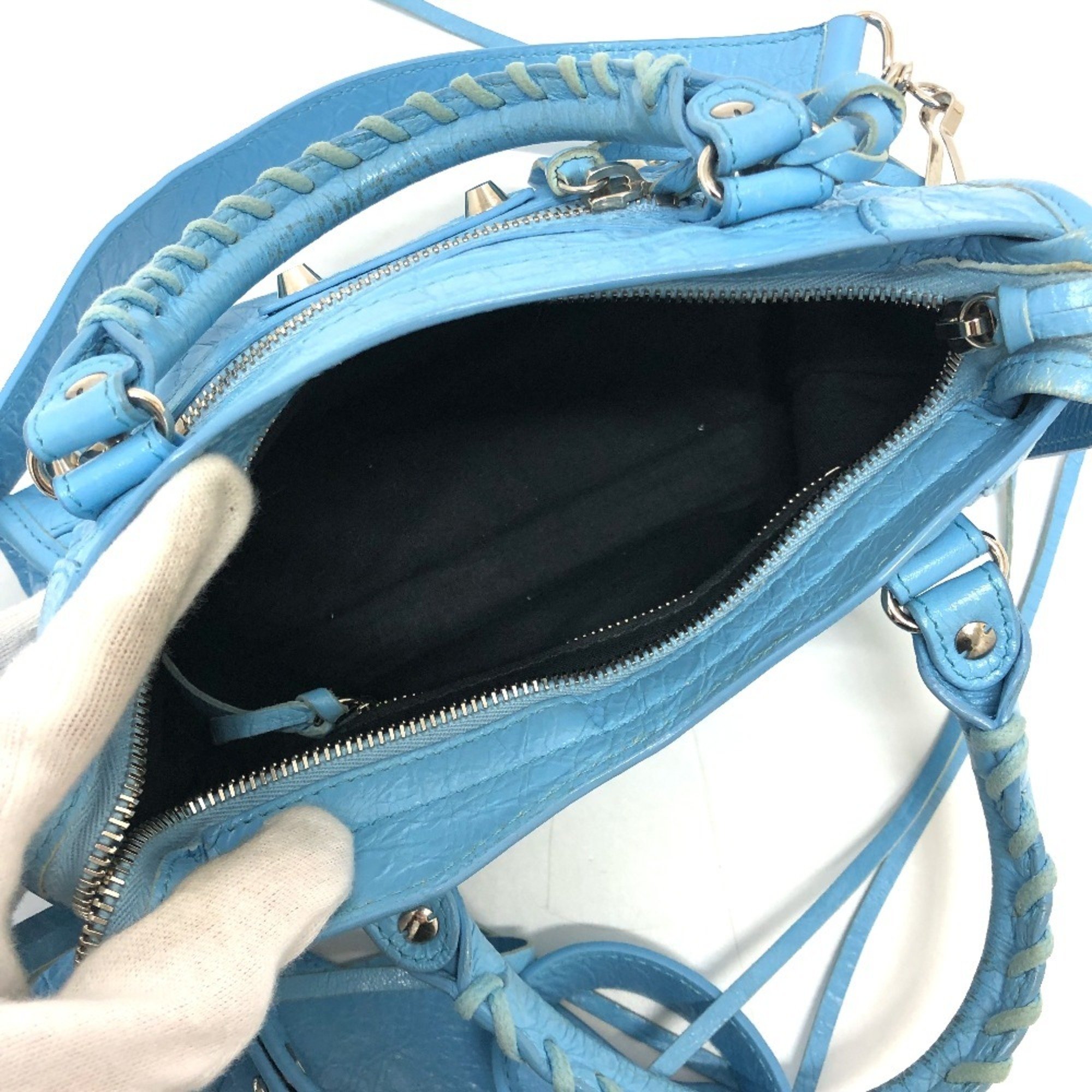 Balenciaga 300295 2WAY Shoulder Crossbody Bag Hand Bag Light blue SilverHardware