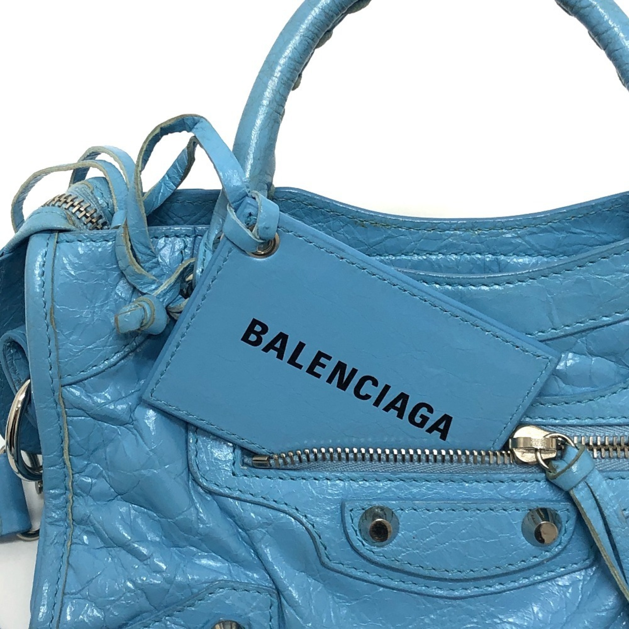 Balenciaga 300295 2WAY Shoulder Crossbody Bag Hand Bag Light blue SilverHardware