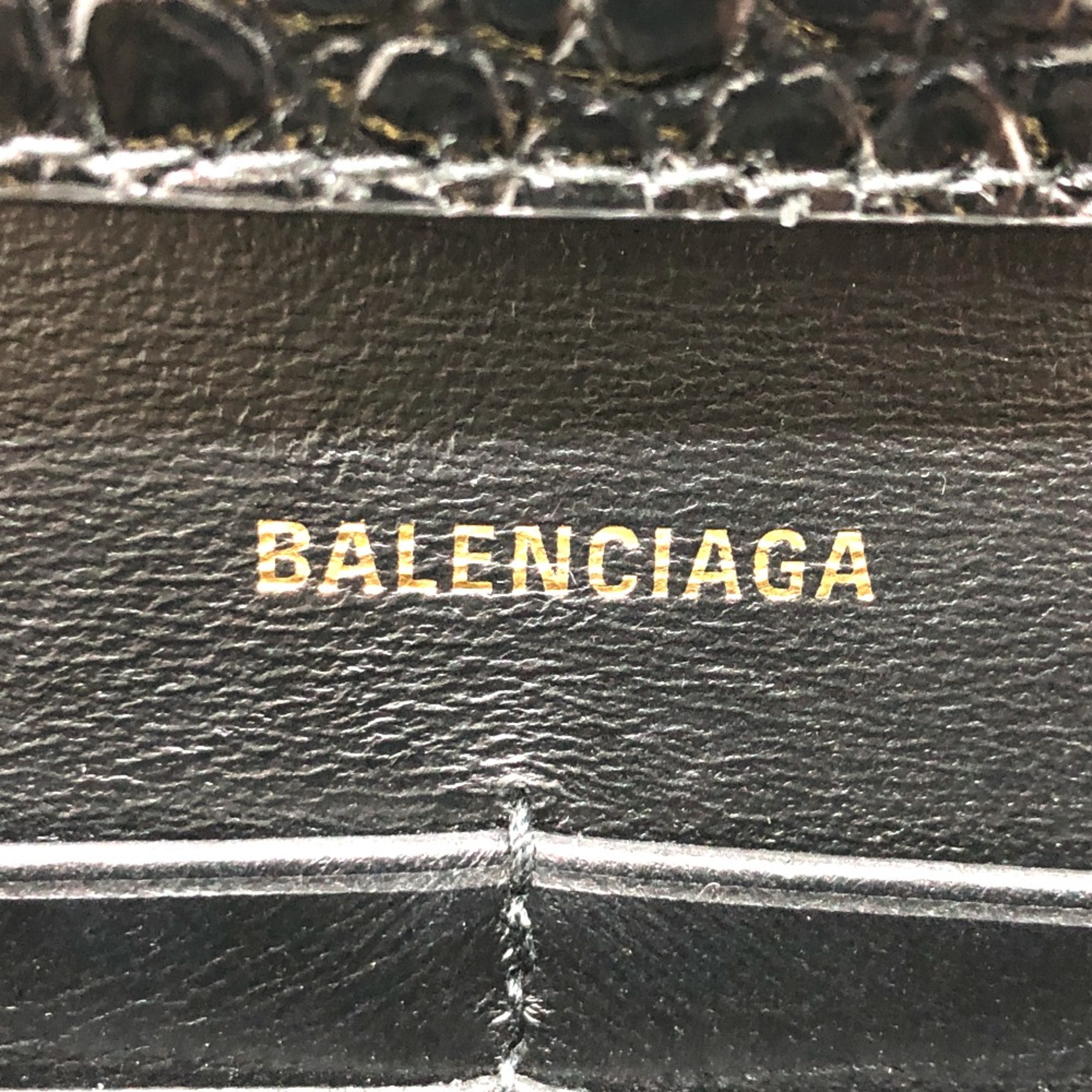 Balenciaga 656050 B logo Chain wallet Shoulder Bag Black GoldHardware