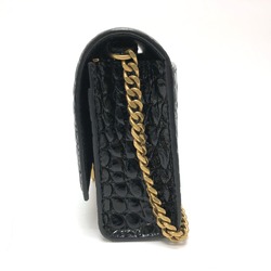 Balenciaga 656050 B logo Chain wallet Shoulder Bag Black GoldHardware