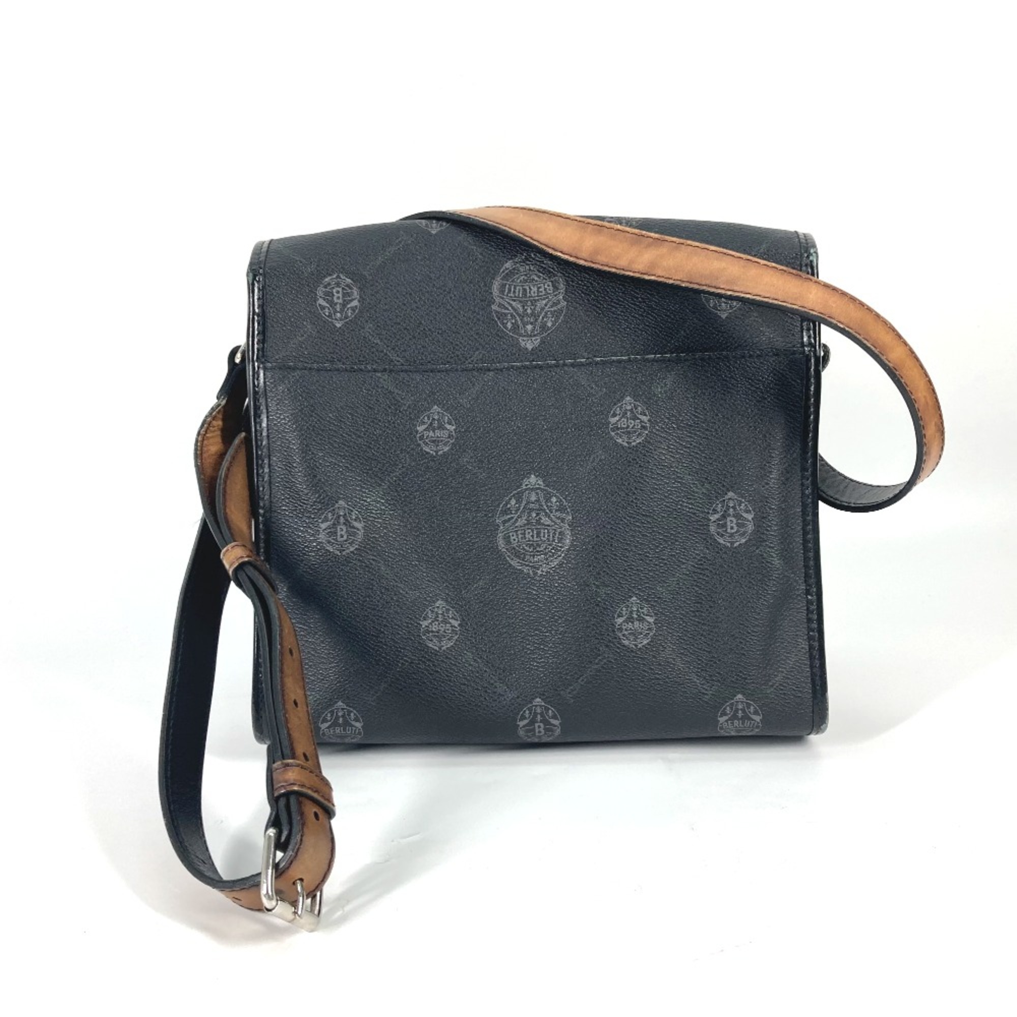 Berlutti Crossbody flap Messenger Shoulder Bag BlackBased Gray Based