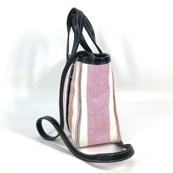 Balenciaga 671404 stripe 2WAY Shoulder Bag Crossbody Tote Bag Hand Bag pink Black x White