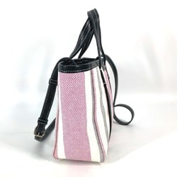 Balenciaga 671404 stripe 2WAY Shoulder Bag Crossbody Tote Bag Hand Bag pink Black x White