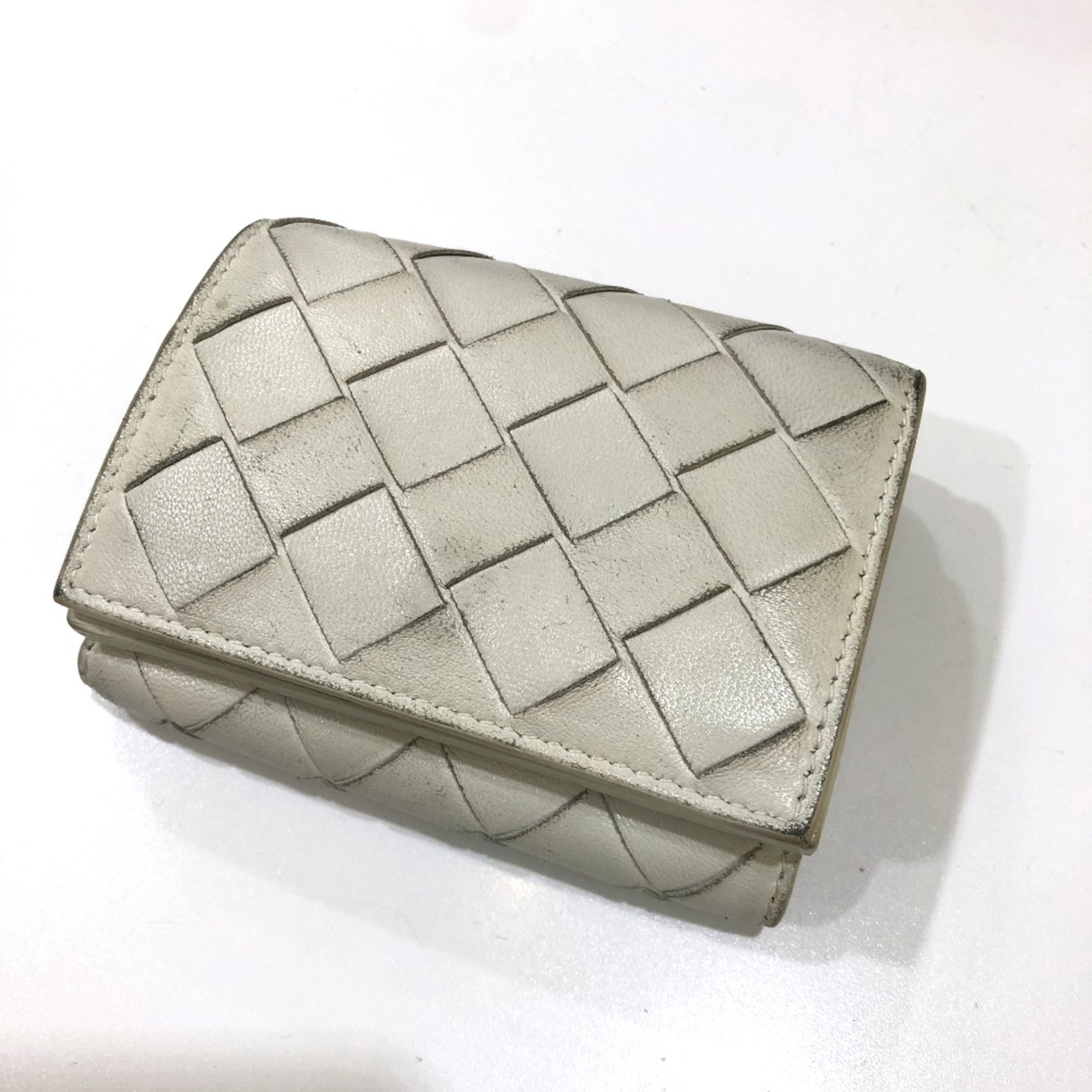 BOTTEGA VENETA Intrecciato Tiny Trifold wallet White