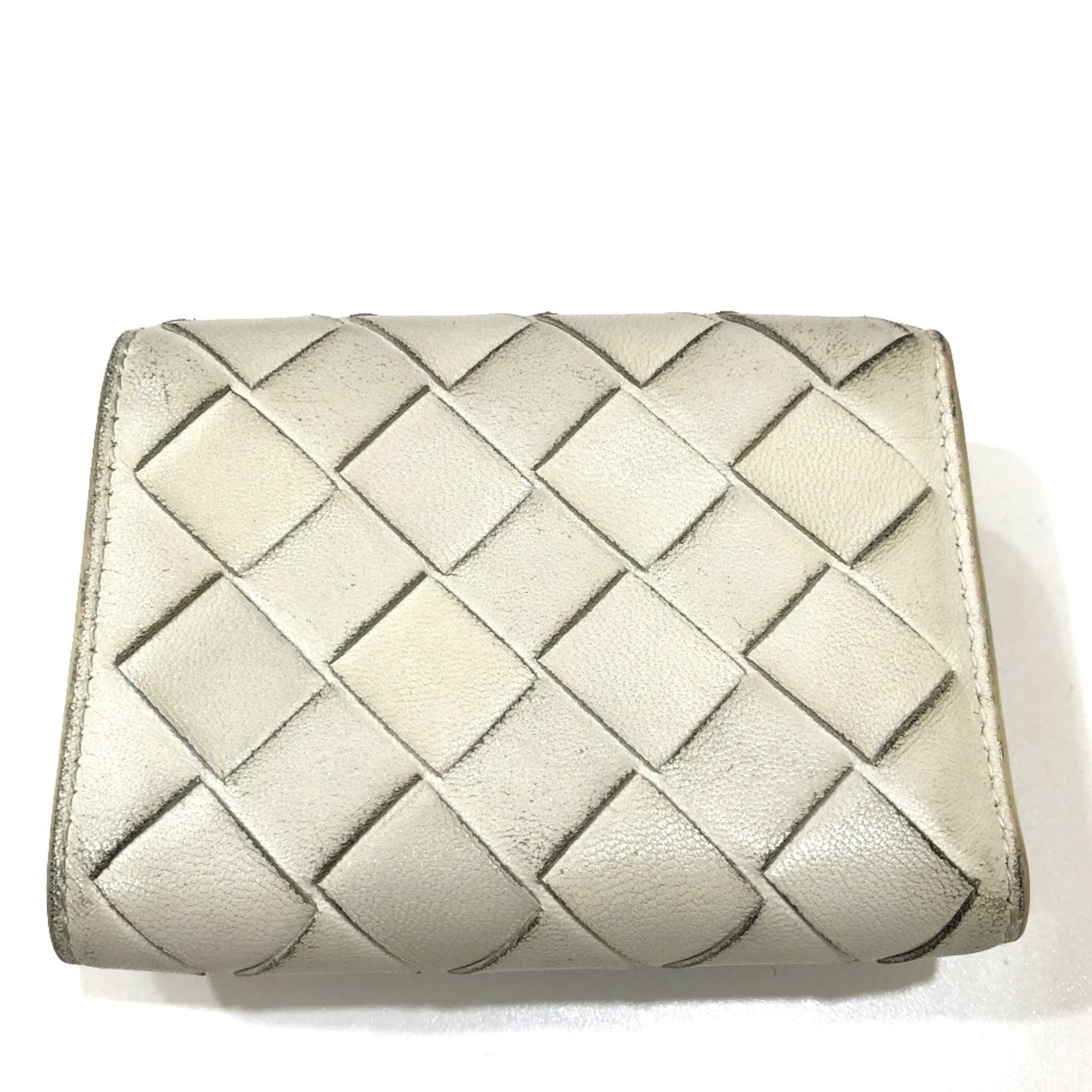 BOTTEGA VENETA Intrecciato Tiny Trifold wallet White