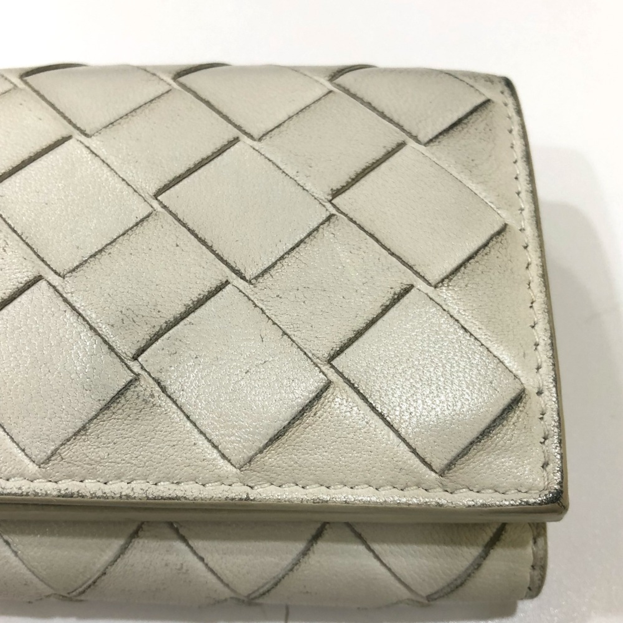 BOTTEGA VENETA Intrecciato Tiny Trifold wallet White