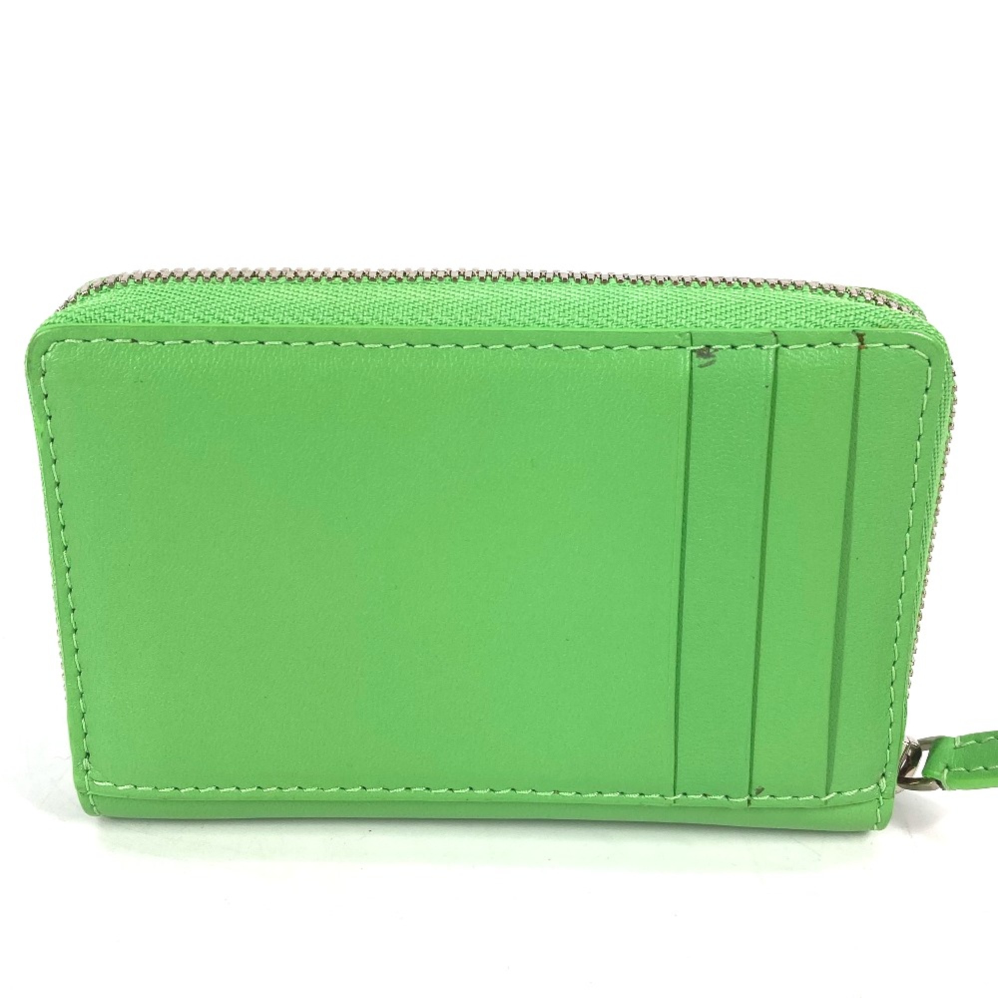 Balenciaga 616911 Zip Around Card Case Compact Wallet coin purse Green Black