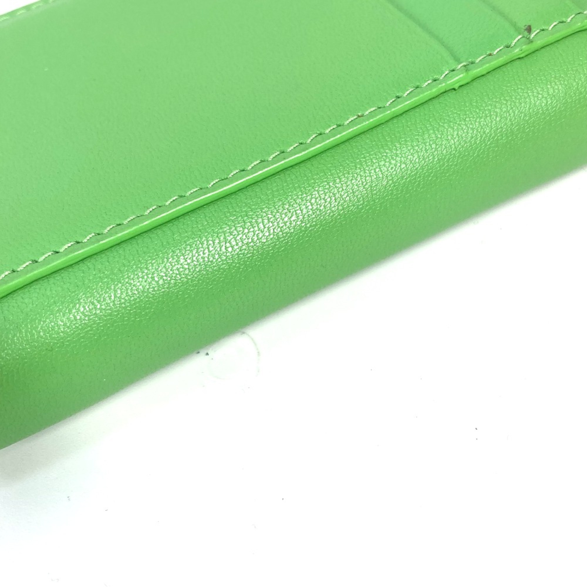 Balenciaga 616911 Zip Around Card Case Compact Wallet coin purse Green Black