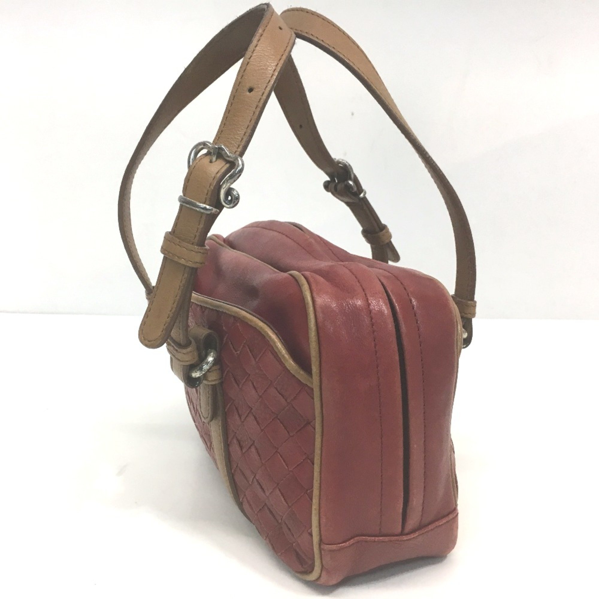 BOTTEGA VENETA 156597 Intrecciato Bag Hand Bag Red Brown Red