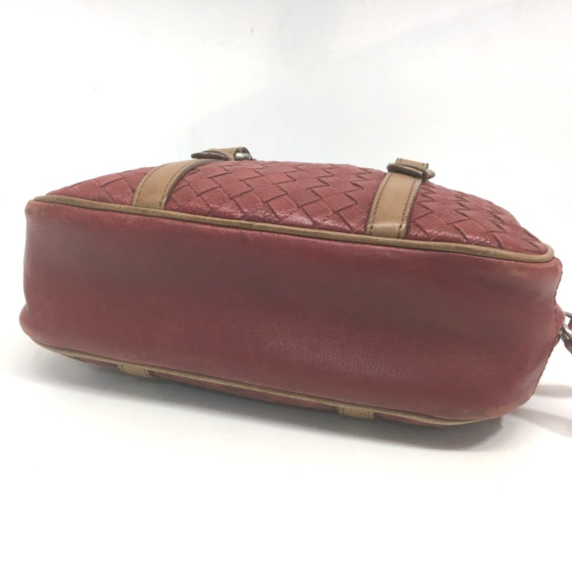 BOTTEGA VENETA 156597 Intrecciato Bag Hand Bag Red Brown Red