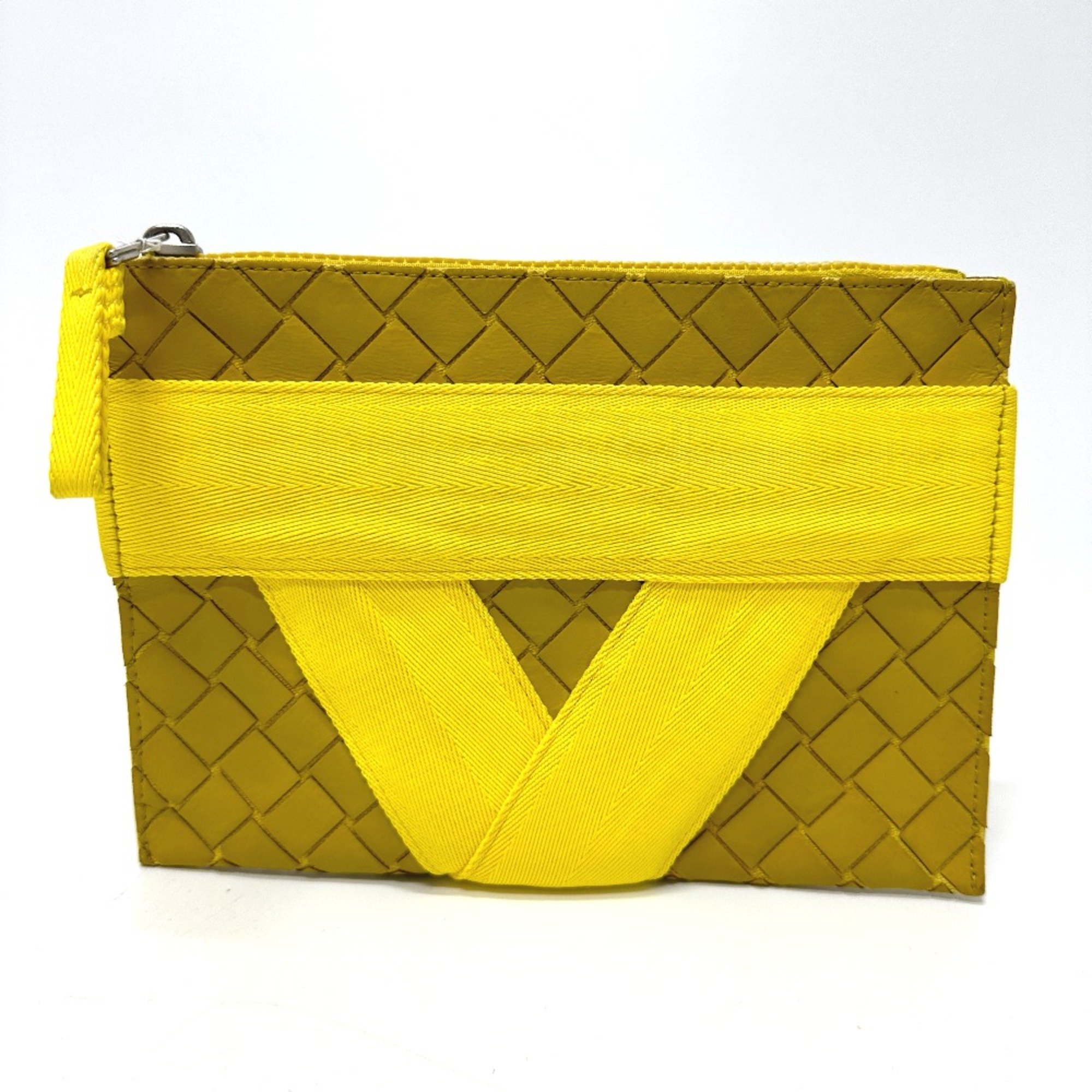 BOTTEGA VENETA Pouch V logo bag Clutch bag yellow