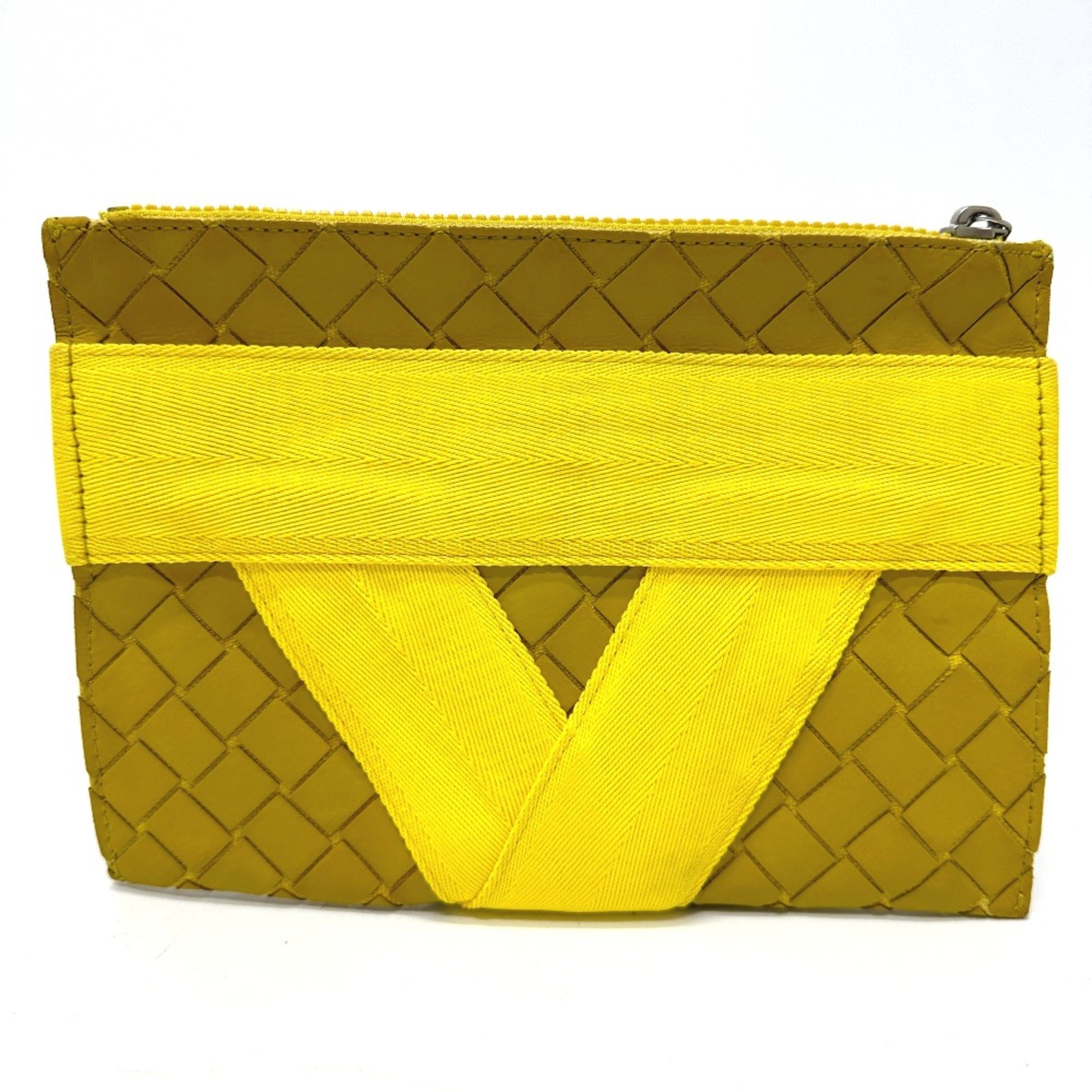 BOTTEGA VENETA Pouch V logo bag Clutch bag yellow