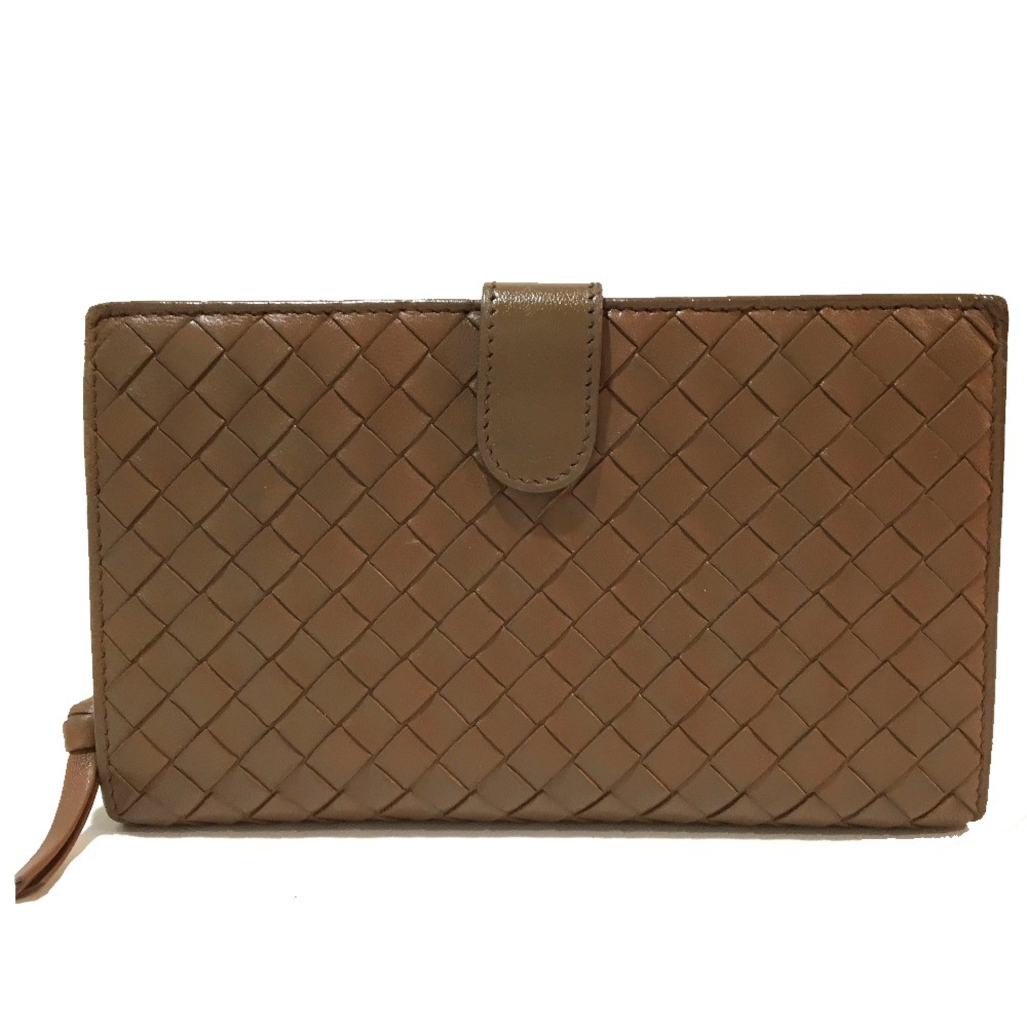 BOTTEGA VENETA 114074 Intrecciato Men's Women's Long Wallet caramel brown