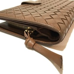 BOTTEGA VENETA 114074 Intrecciato Men's Women's Long Wallet caramel brown