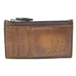 Berlutti Cali Graffiti With key ring Card Case Brown