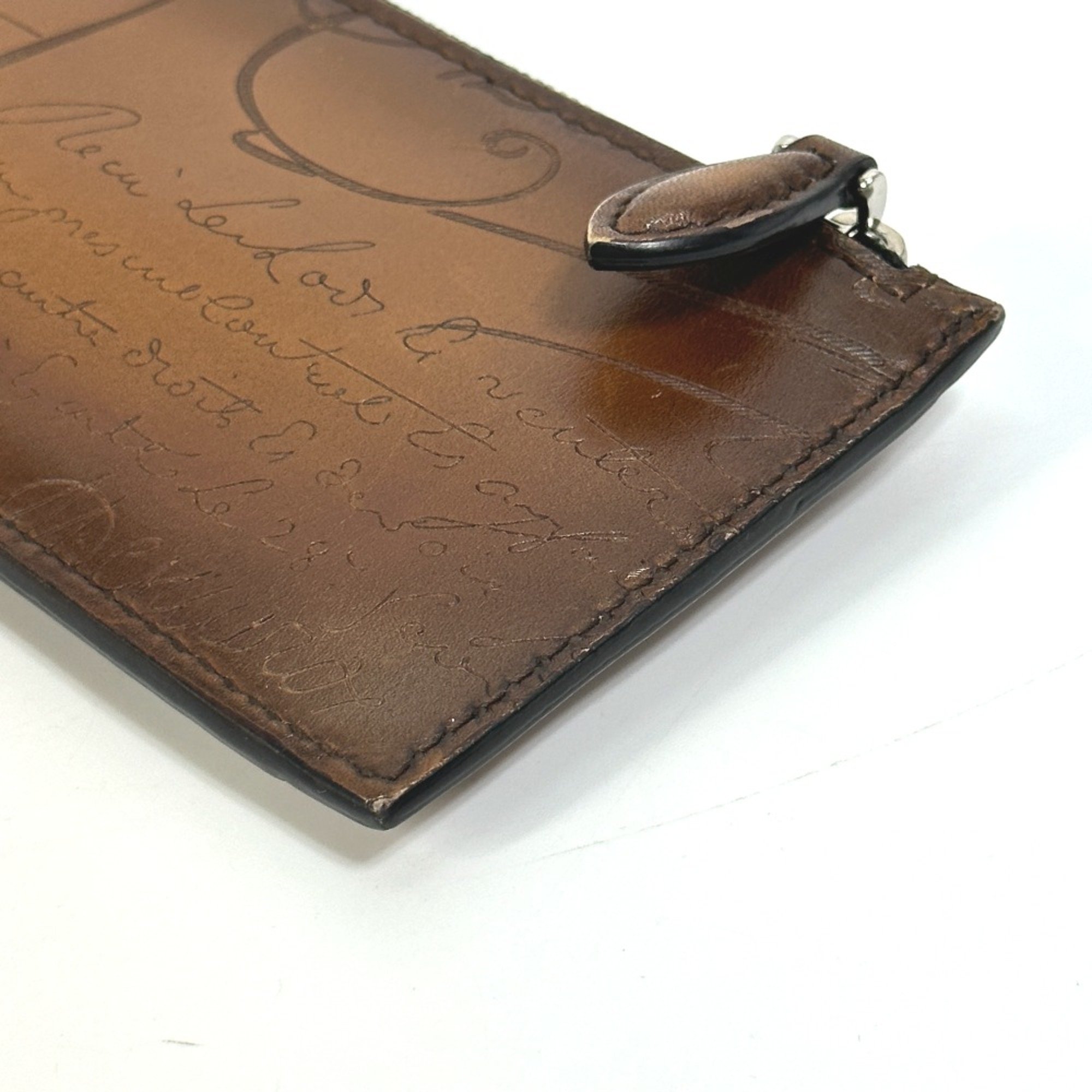 Berlutti Cali Graffiti With key ring Card Case Brown