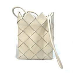 BOTTEGA VENETA 619019 Intrecciato Bag Smartphone Pochette Crossbody Shoulder Bag White