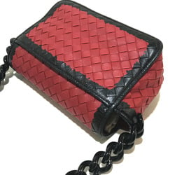 BOTTEGA VENETA 339270 Intrecciato Bag Shoulder Bag Red x Black