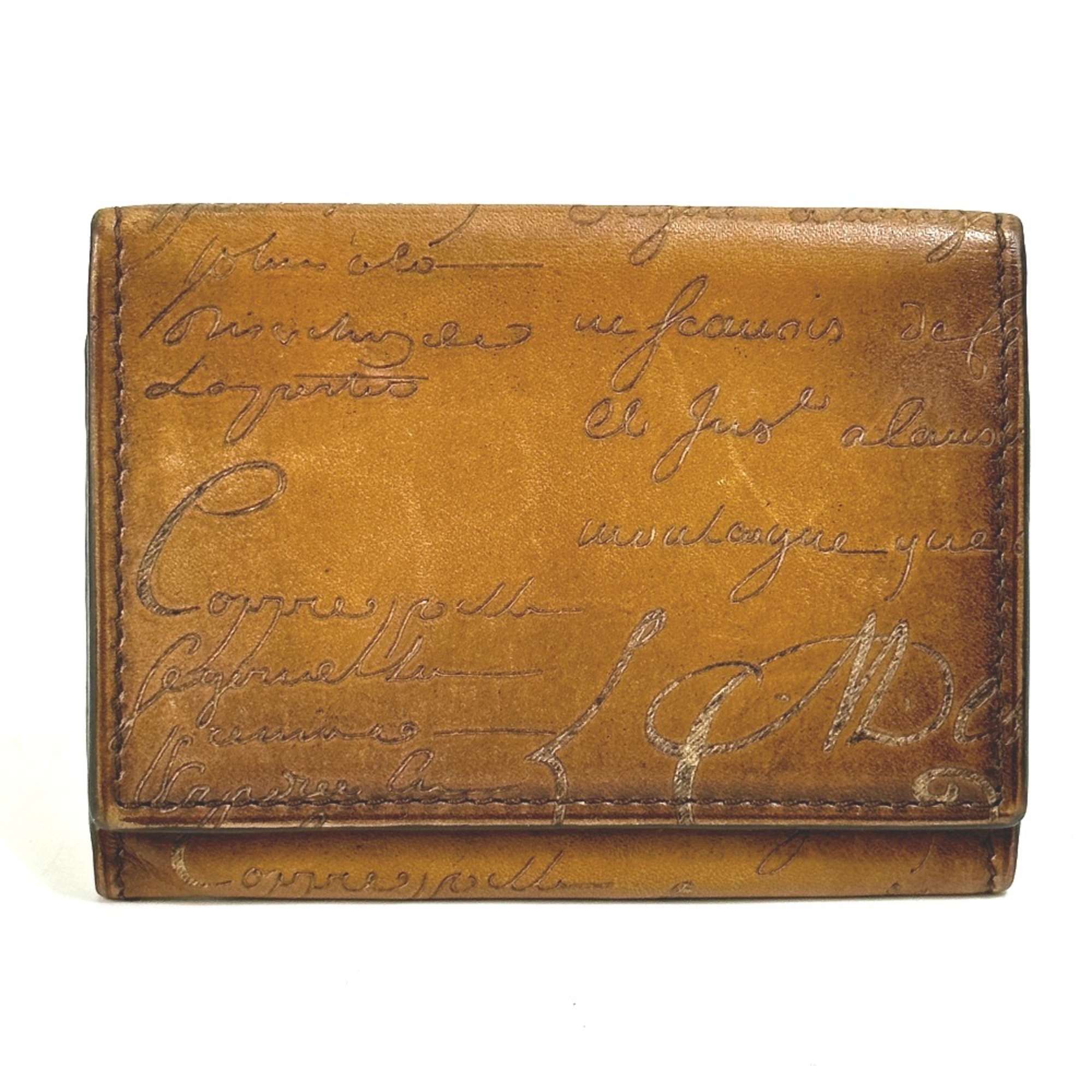 Berlutti Cali Graffiti name card holder Card Case Brown